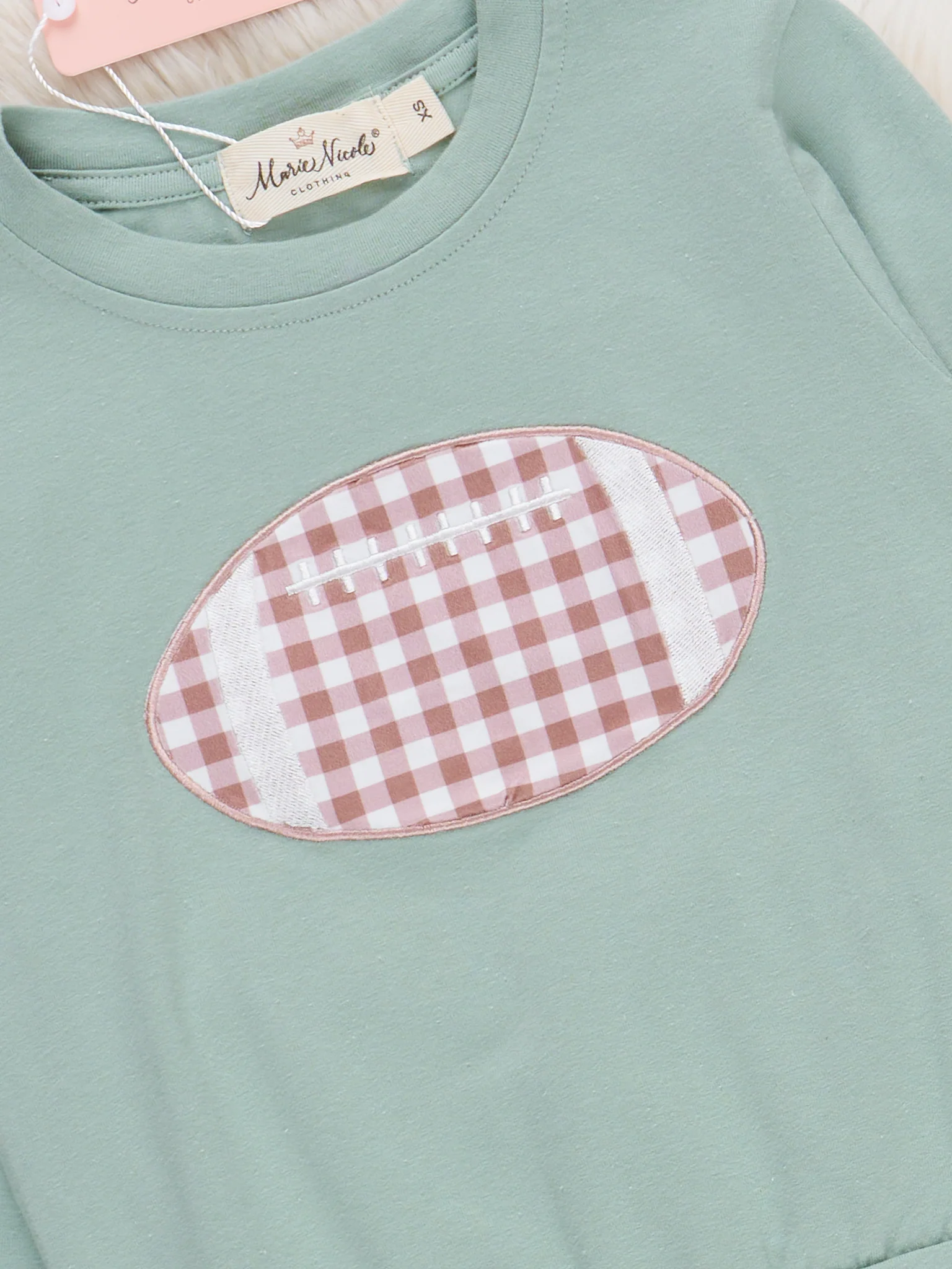 First Down Embroidered Gingham Football Outfit - Image 3