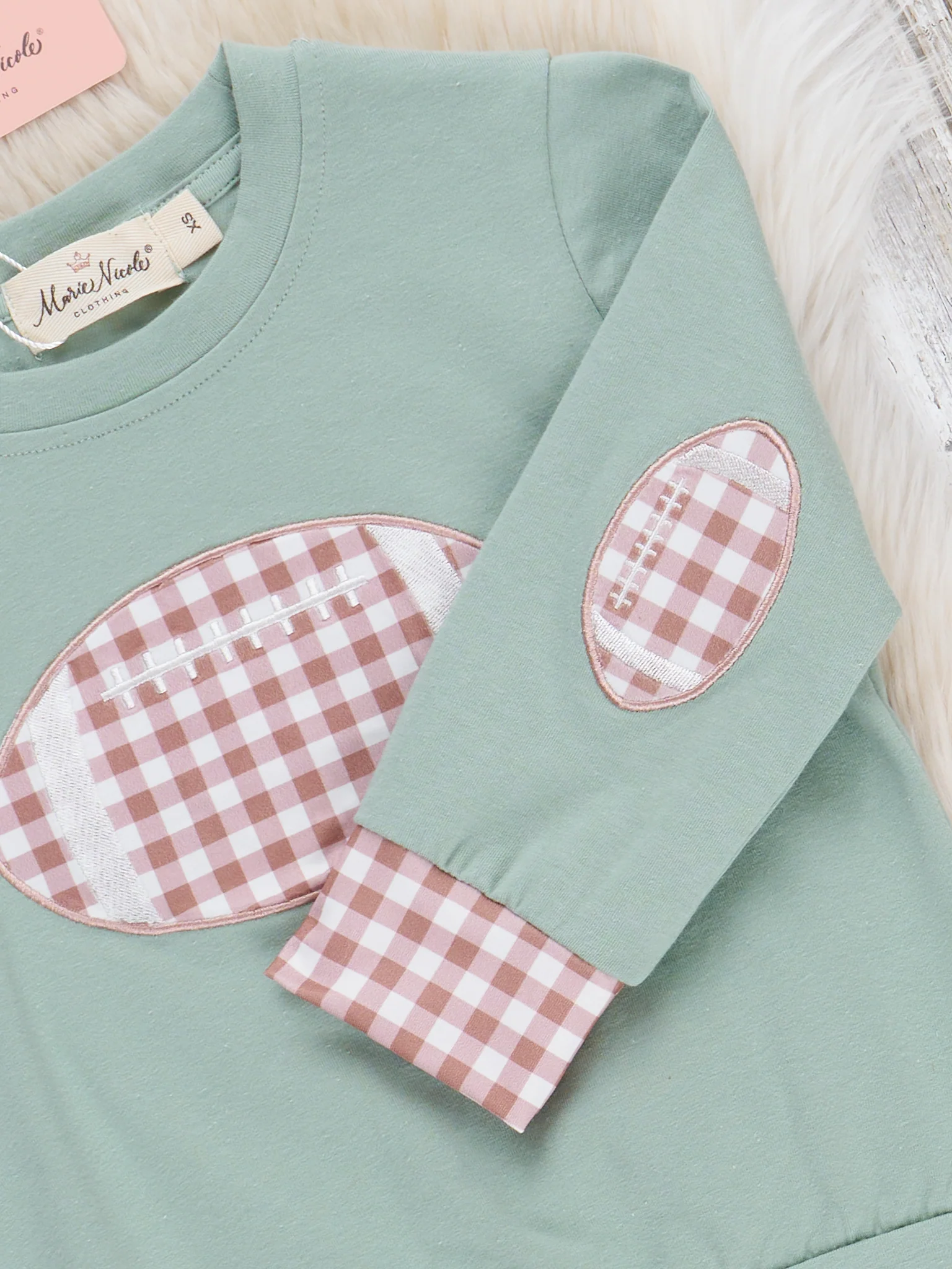 First Down Embroidered Gingham Football Outfit - Image 4