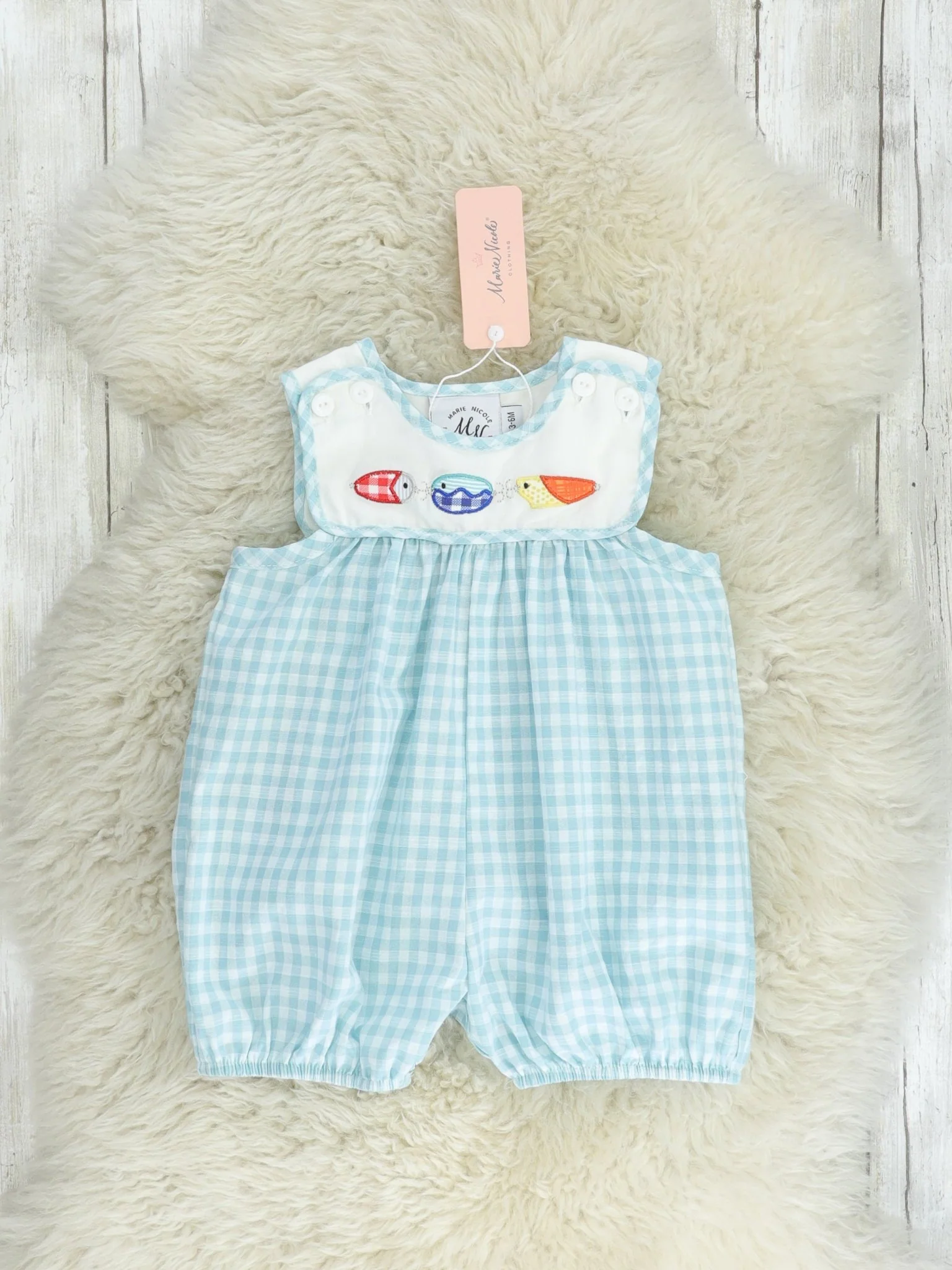 Fishing Bait Gingham Romper