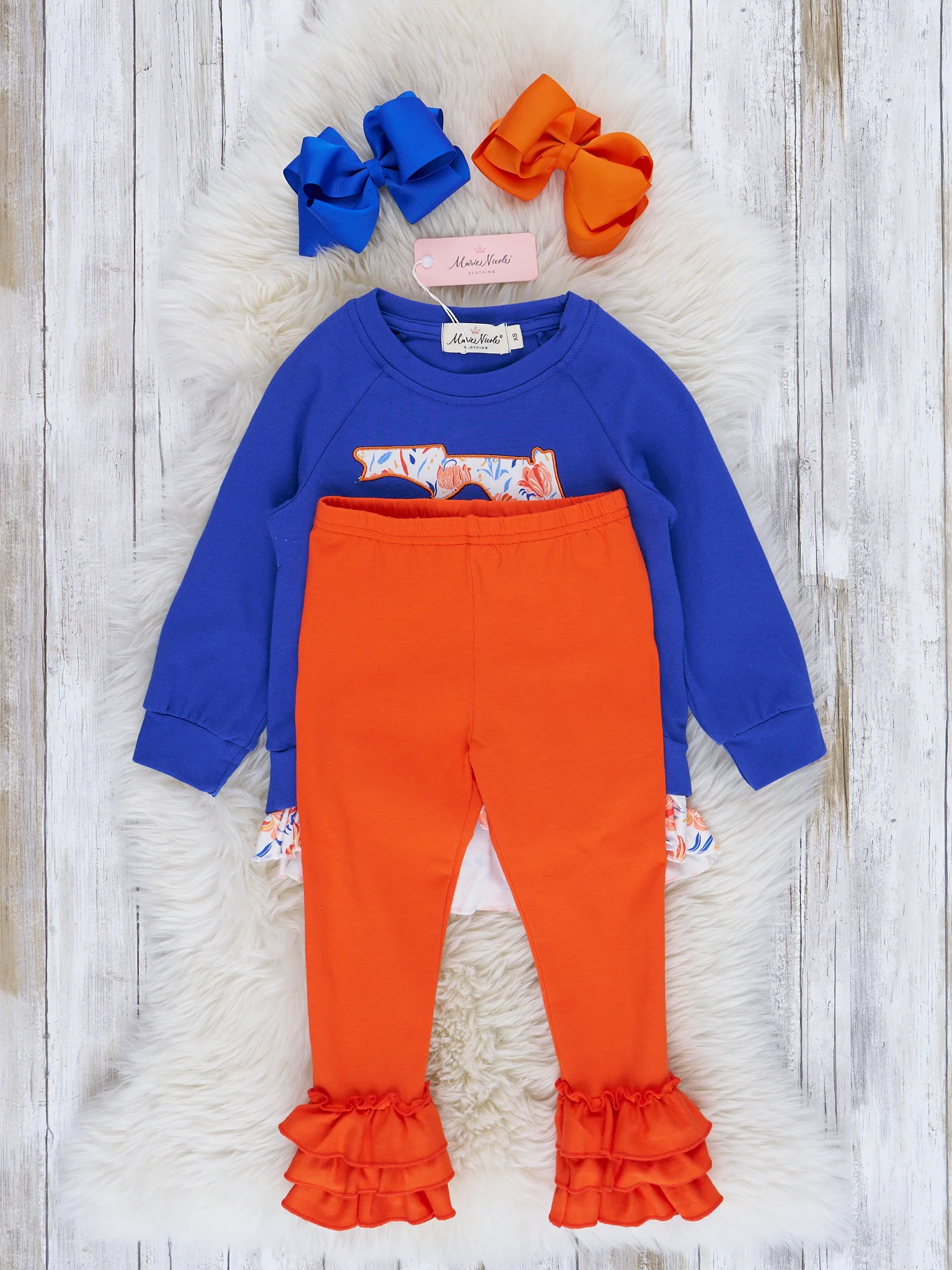 FL Blue Floral Cupcake Legging Outfit - Image 3