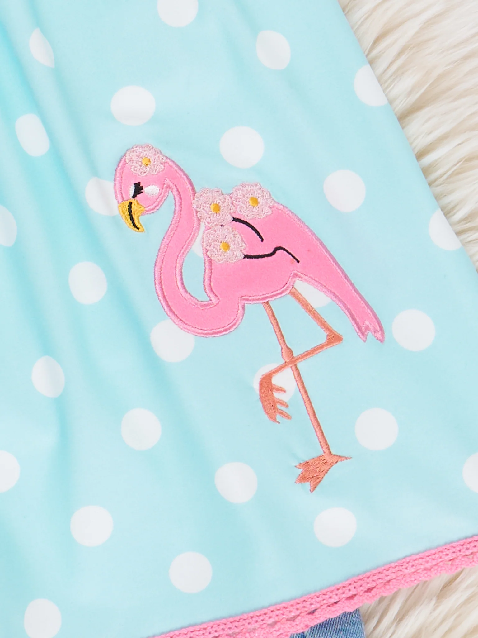 Flamingo Fancy Embroidered Denim Outfit - Image 4