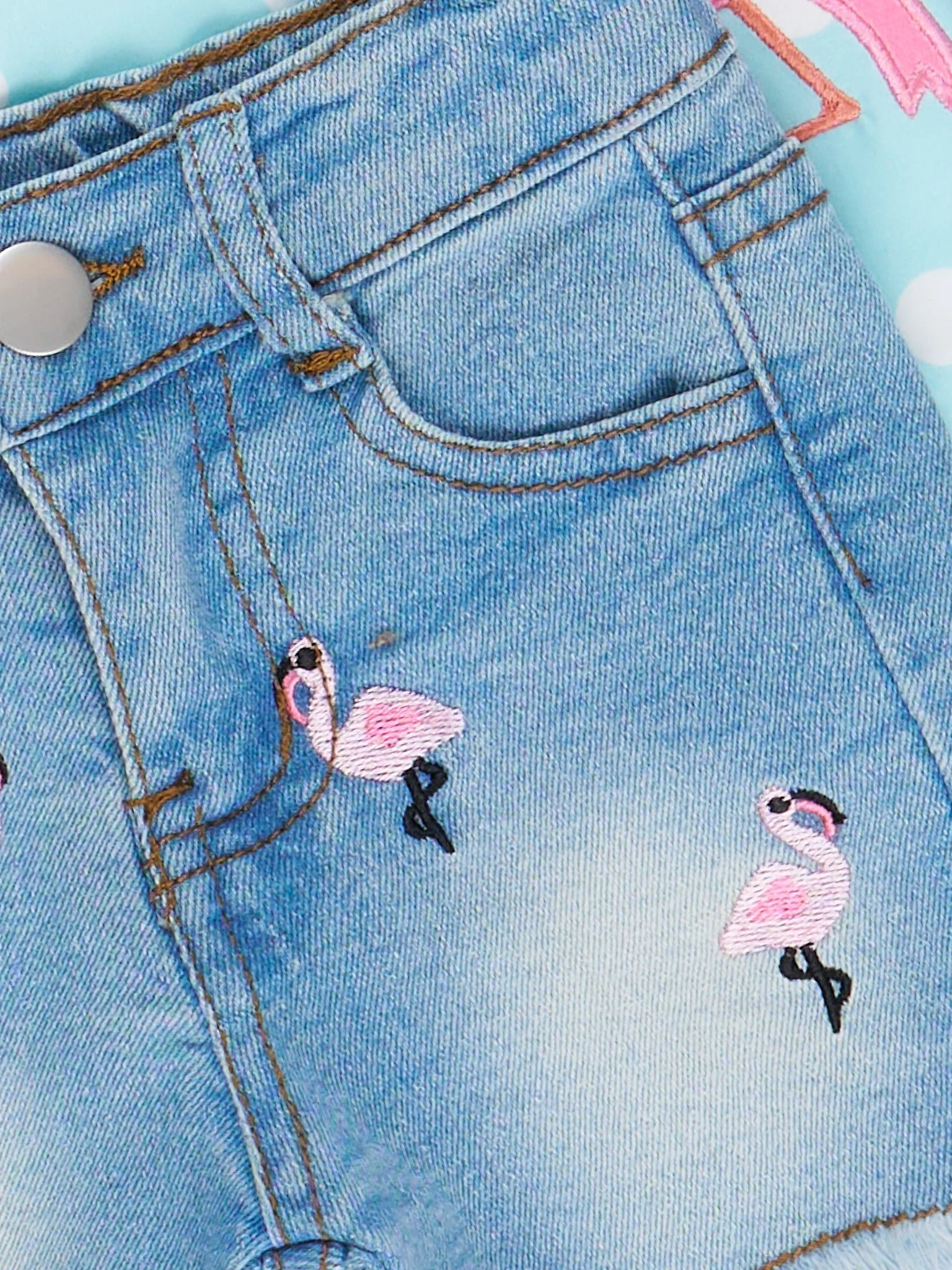 Flamingo Fancy Embroidered Denim Outfit - Image 5