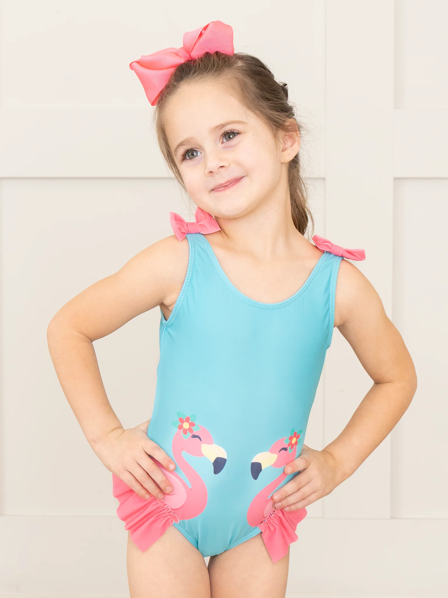 Flamingo Feathers Ruffle Swimsuit