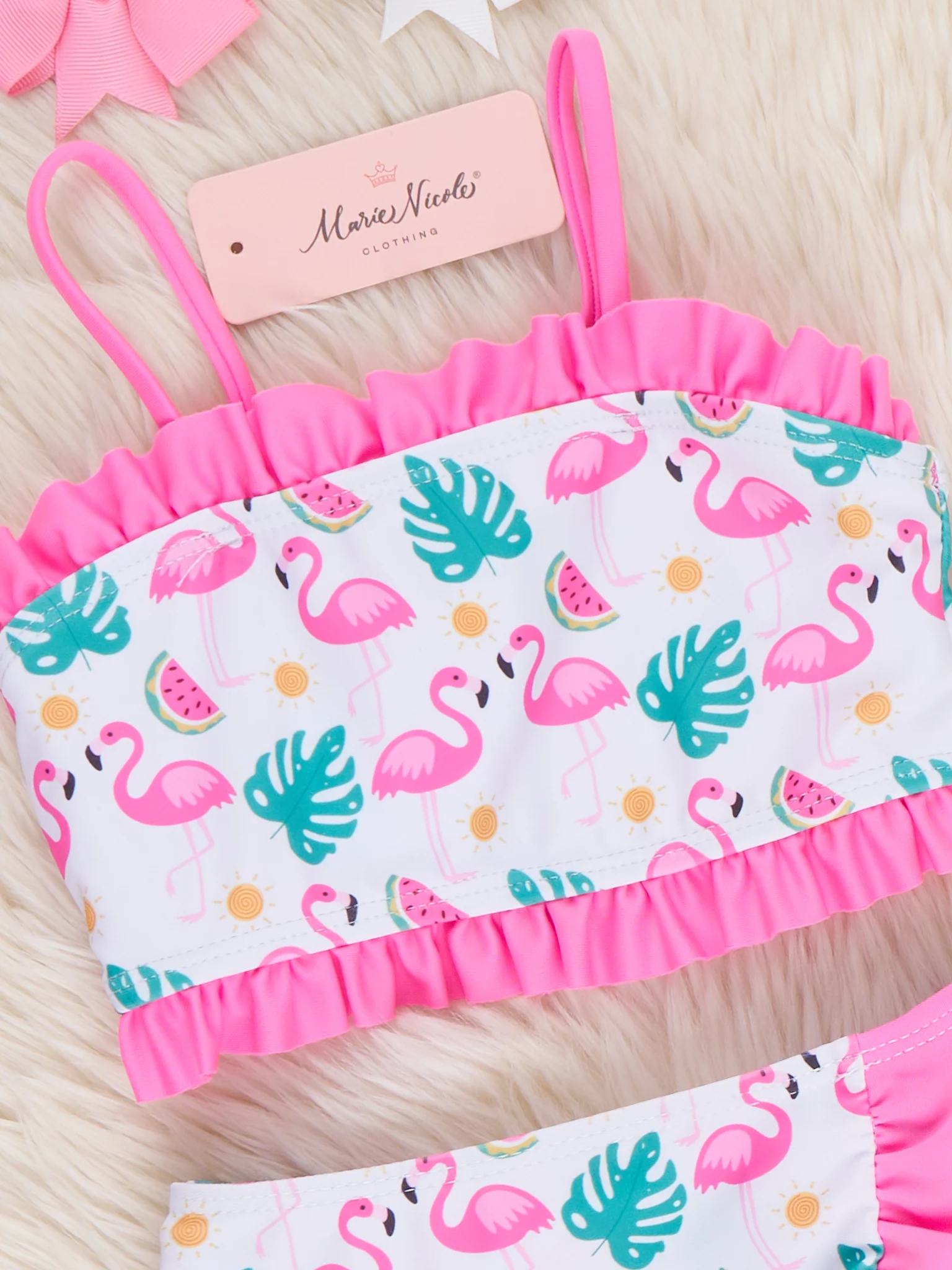 Flamingo Fiesta Ruffle 3-Piece Swimsuit Set - Image 3