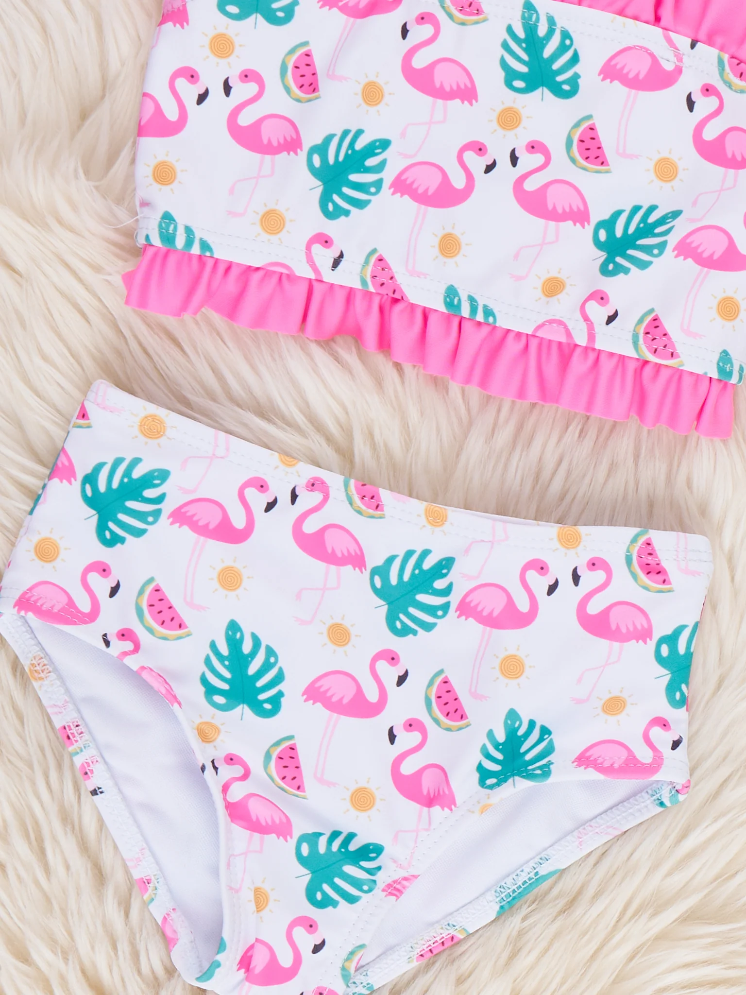 Flamingo Fiesta Ruffle 3-Piece Swimsuit Set - Image 5