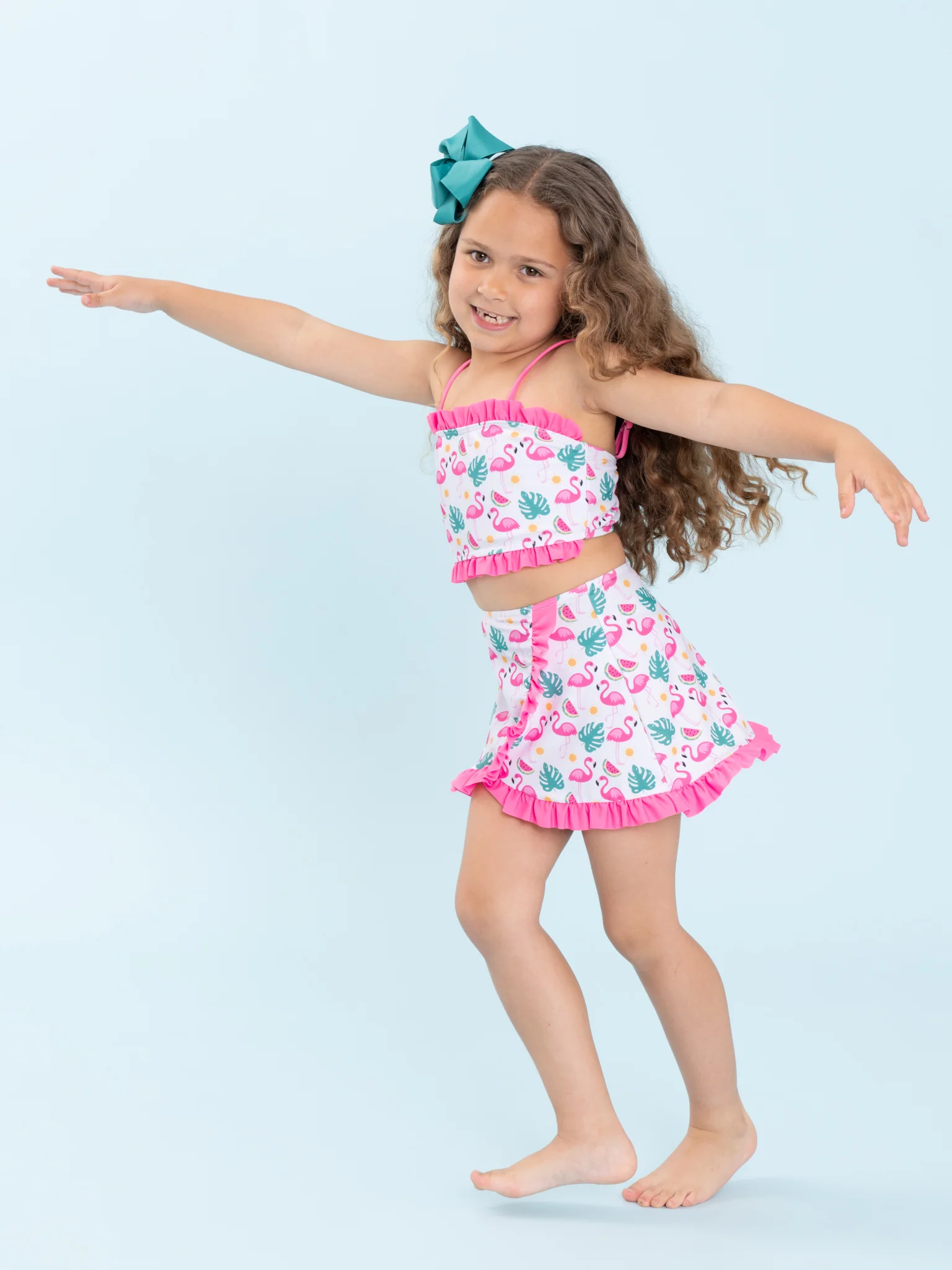 Flamingo Fiesta Ruffle 3-Piece Swimsuit Set - Image 7