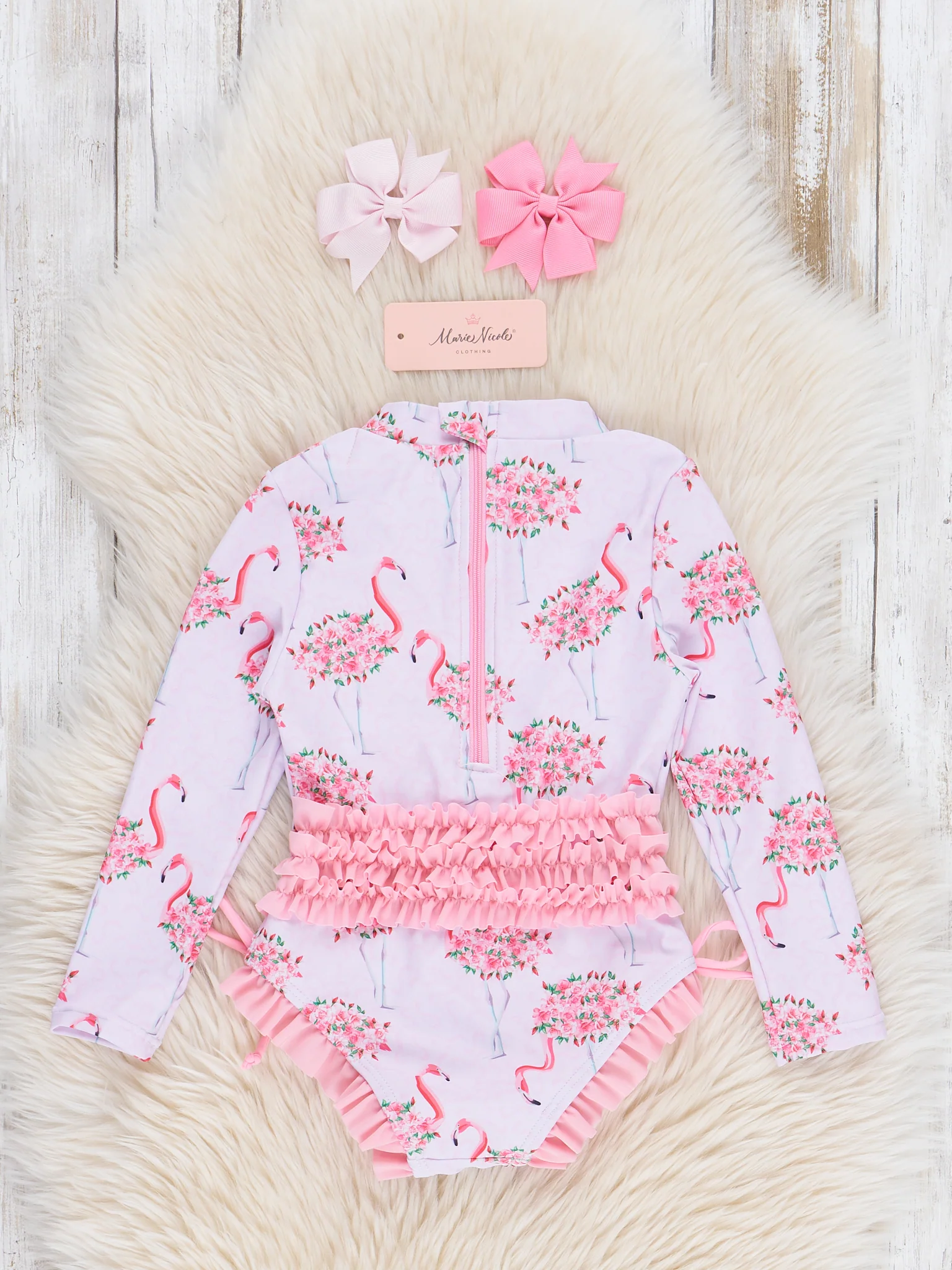 Flamingo Parade Ruffle Rashguard - Image 2