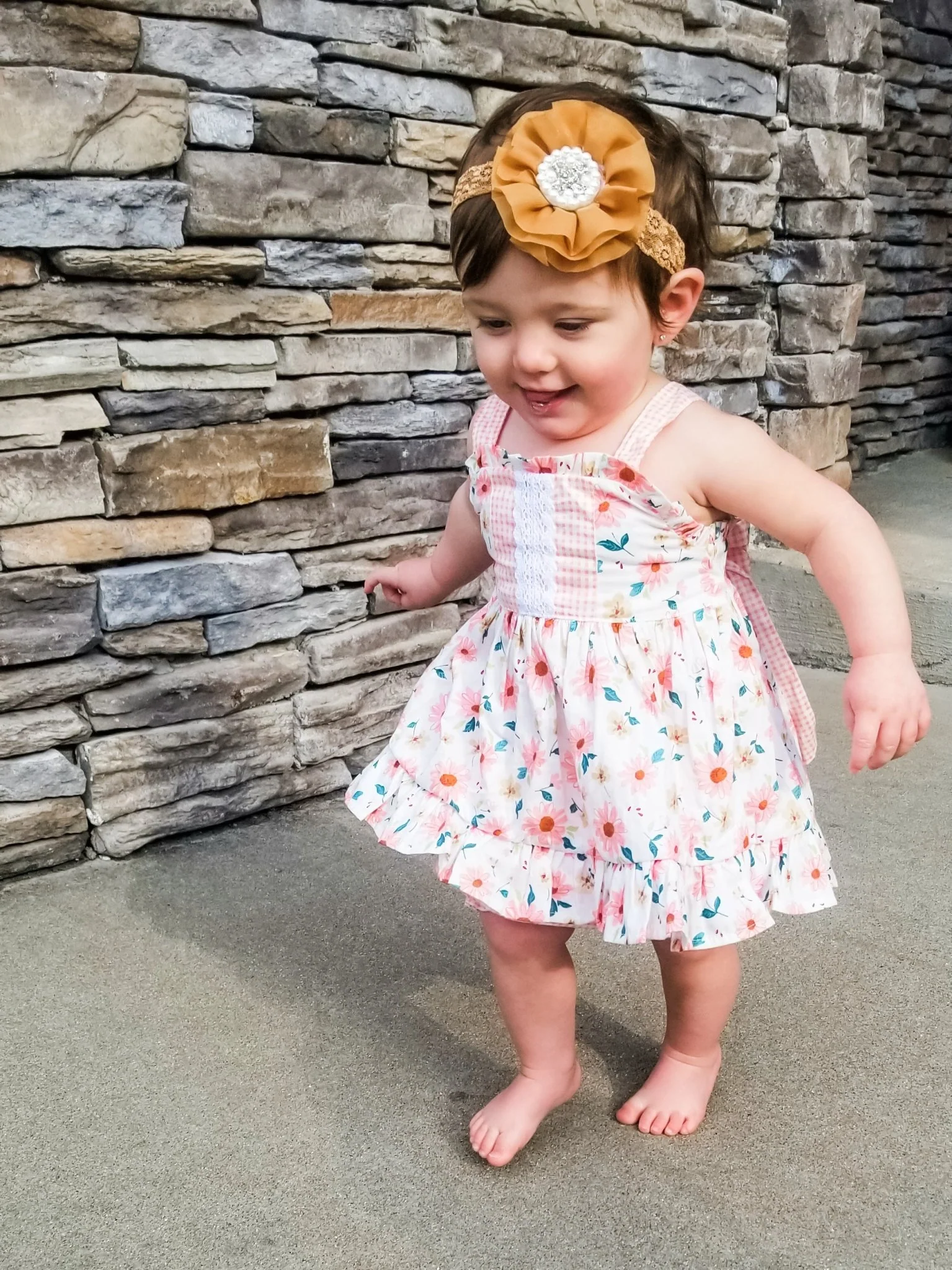 Pink Zinnia & Checked Open-Back Ruffle Bow Outfit - Image 6