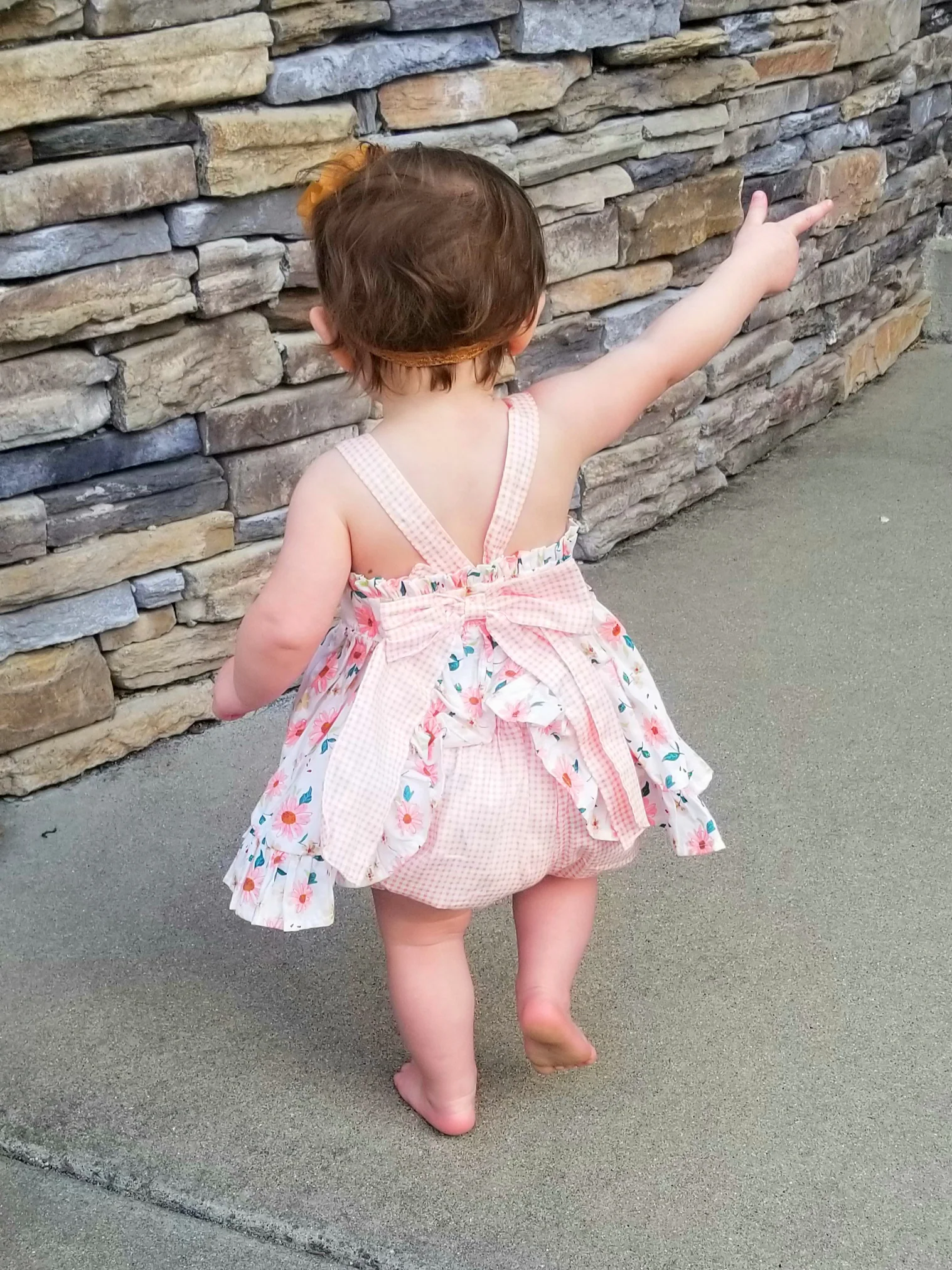Pink Zinnia & Checked Open-Back Ruffle Bow Outfit - Image 7