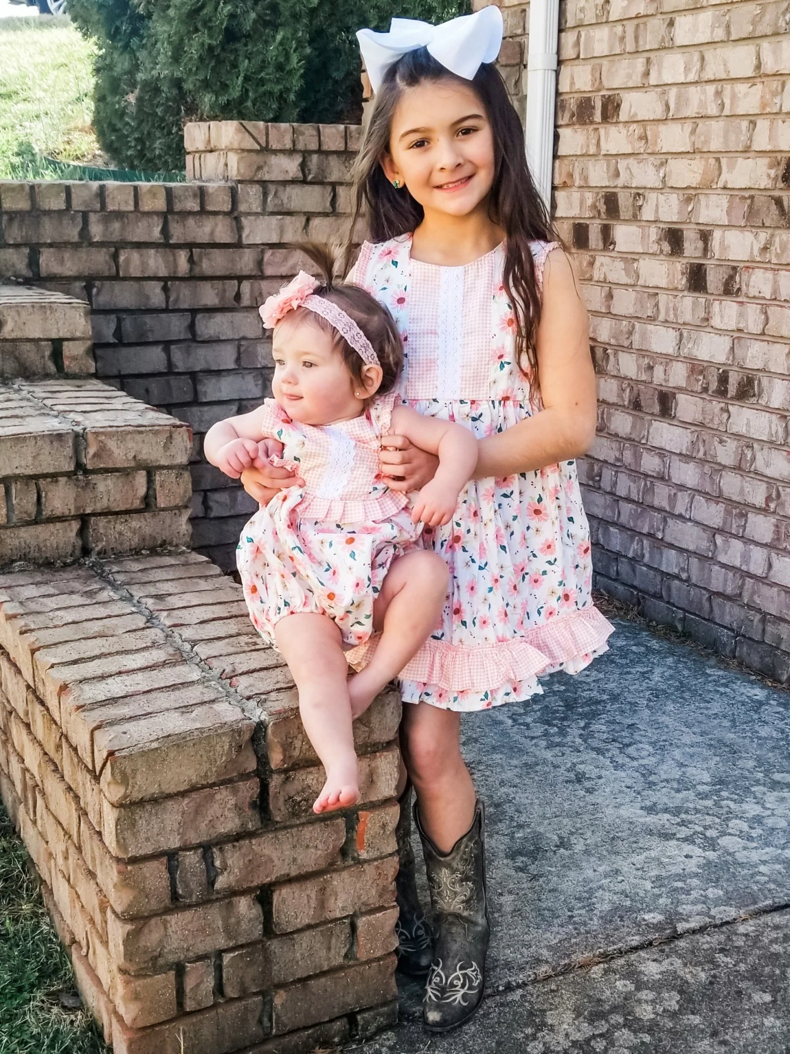 Pink Zinnia & Checked Ruffle Dress - Image 4