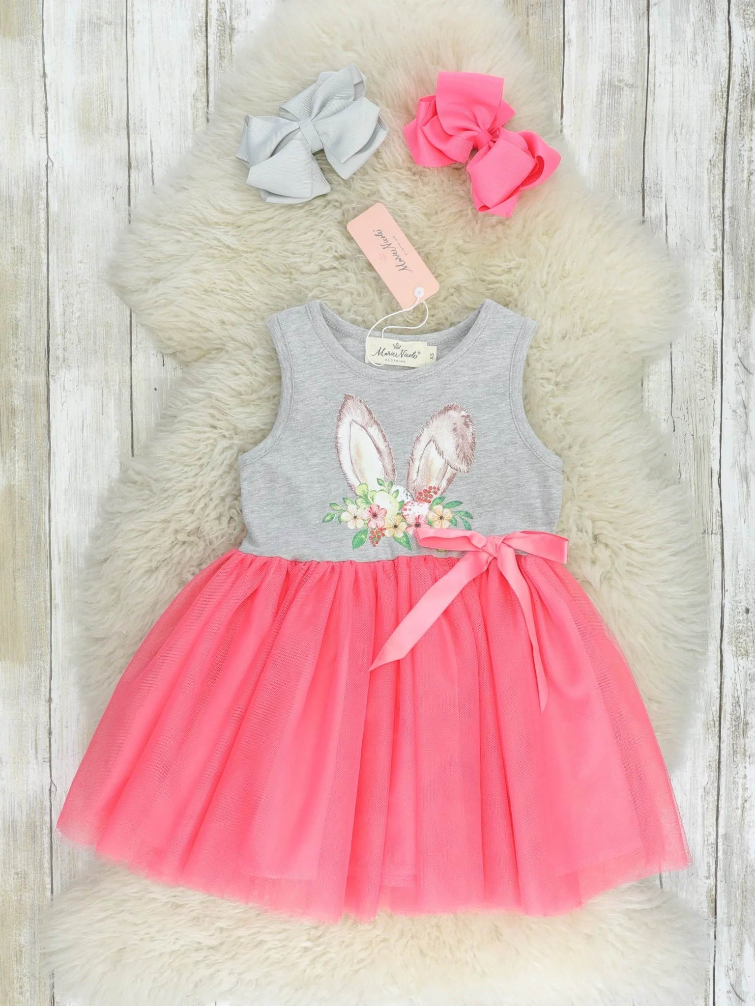 Floral Bunny Ears Tulle Dress