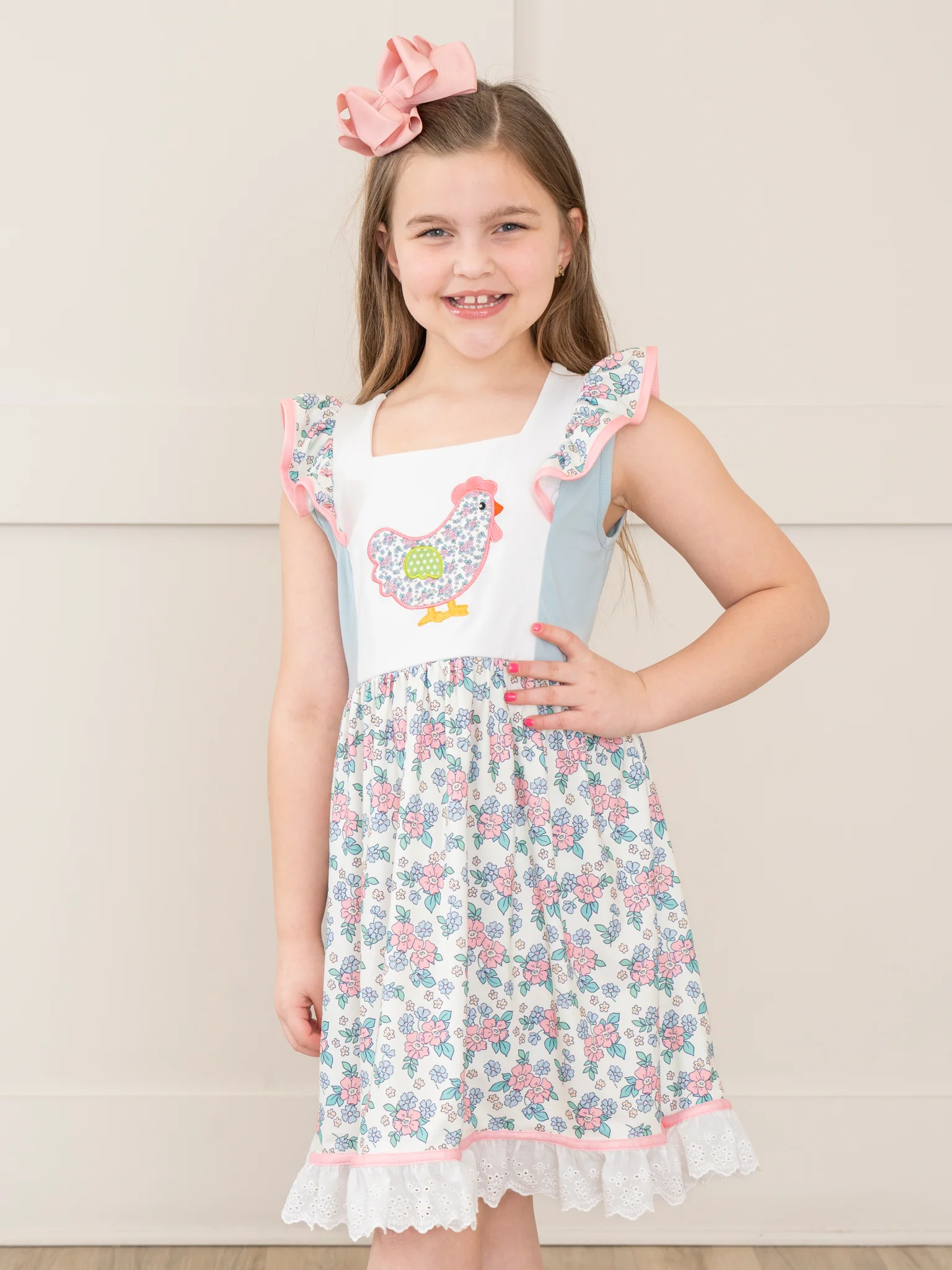 Floral Chicken Lacy Ruffle Dress