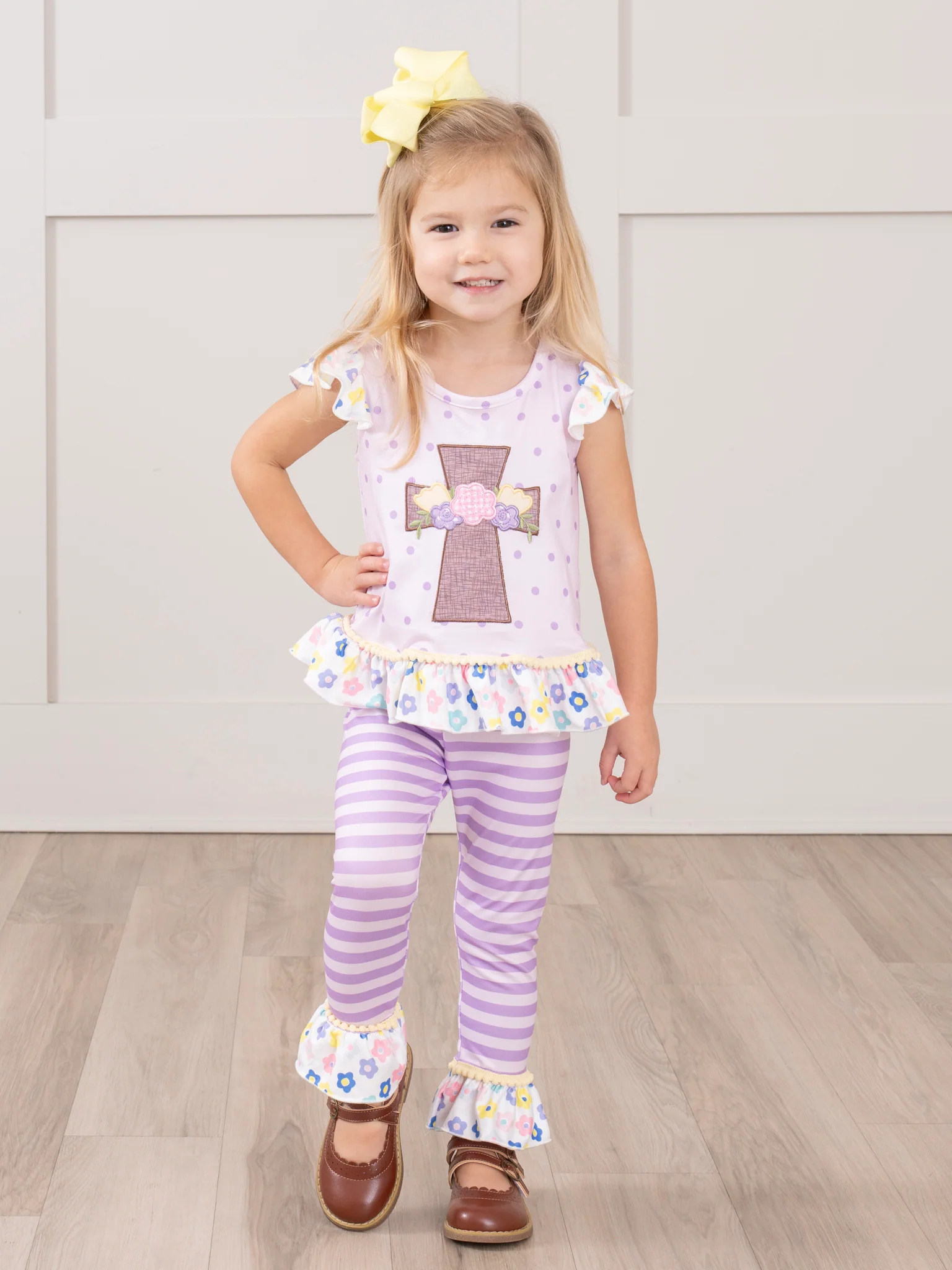 Floral Cross Easter Ruffle Outfit