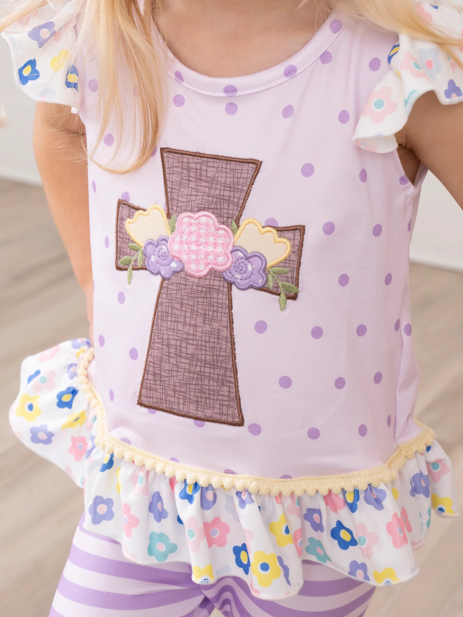 Floral Cross Easter Ruffle Outfit - Image 4