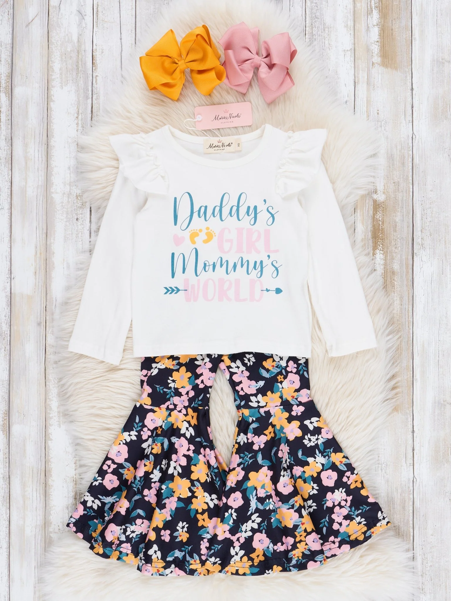 Floral "Daddy's Girl, Mommy's World" Bell Bottom Outfit
