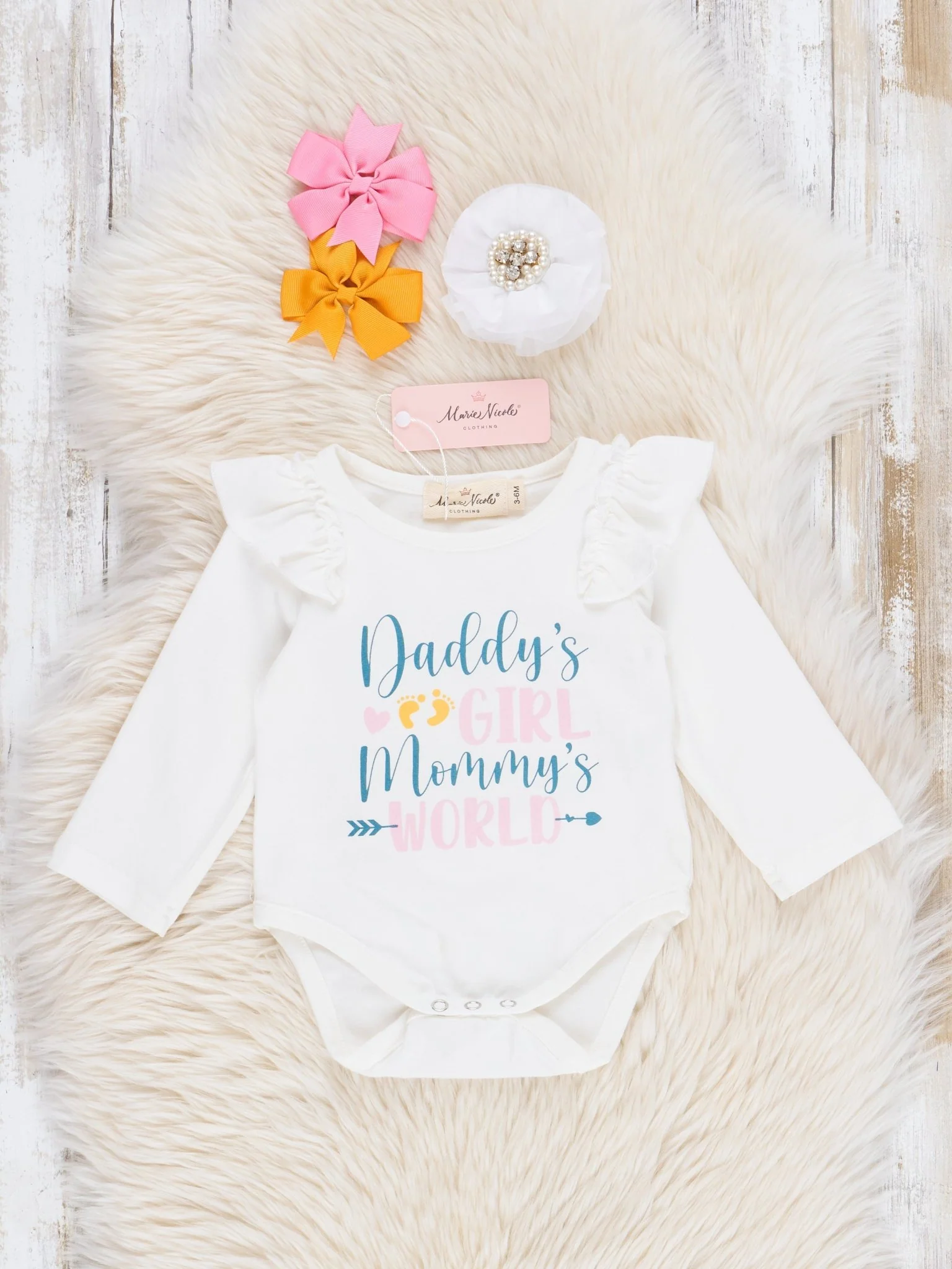 Floral "Daddy's Girl, Mommy's World" Bubble Outfit - Image 2