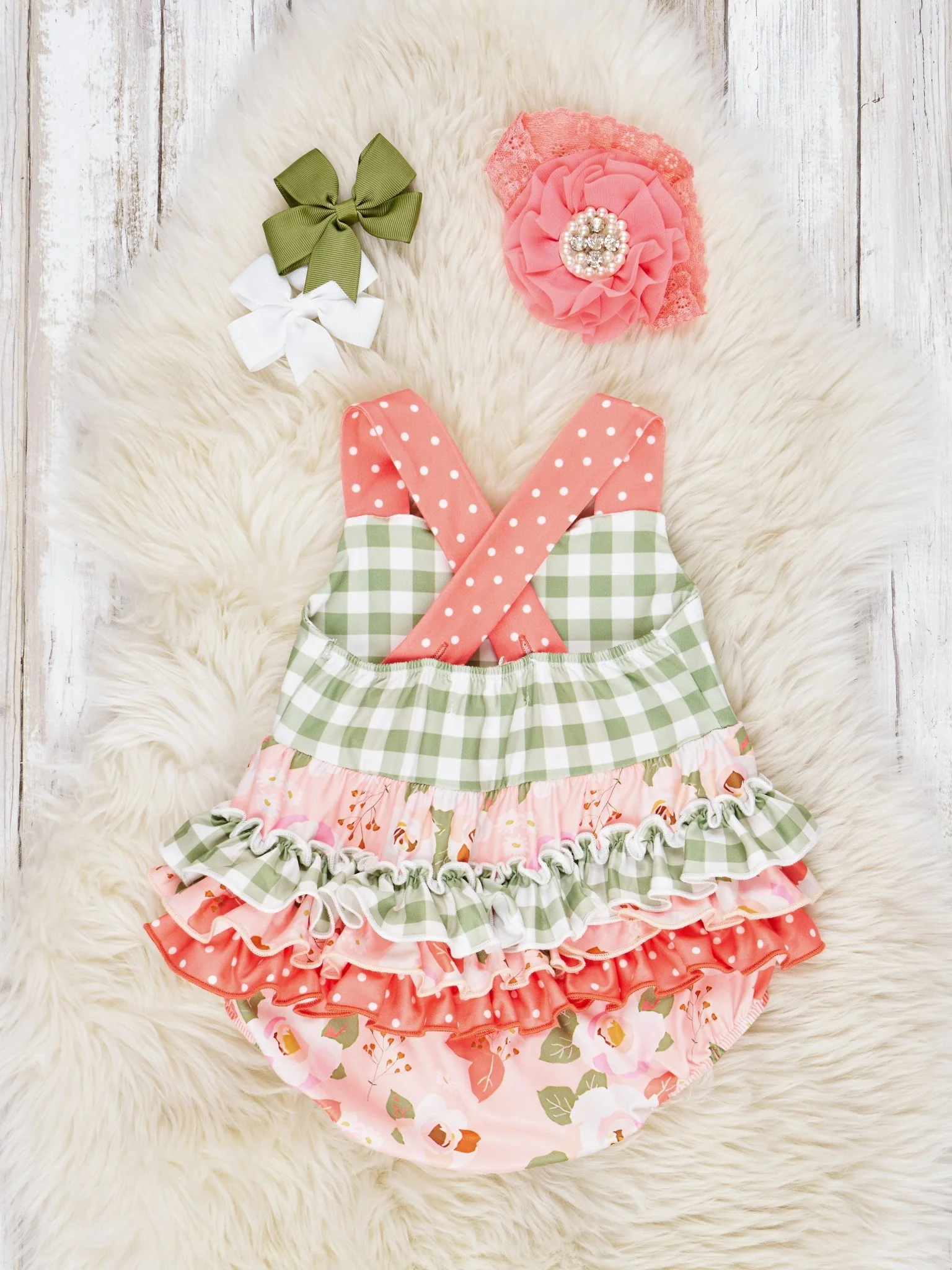 Floral Gingham Tank Ruffle Bubble - Image 2