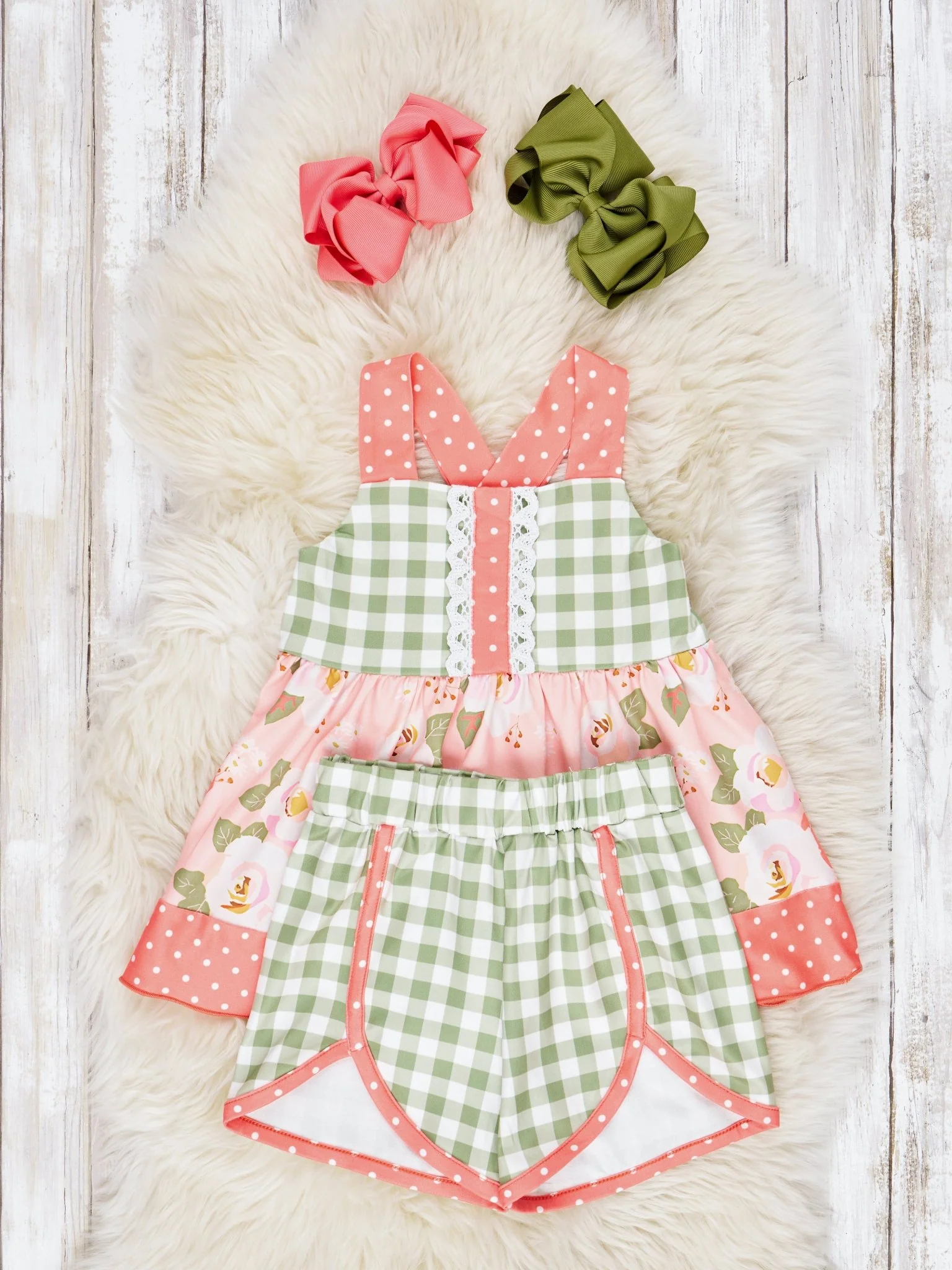 Floral Gingham Tank Ruffle Outfit - Image 2