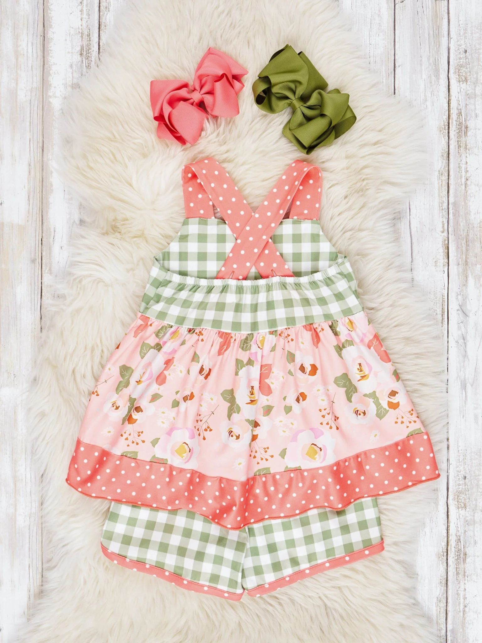 Floral Gingham Tank Ruffle Outfit - Image 3