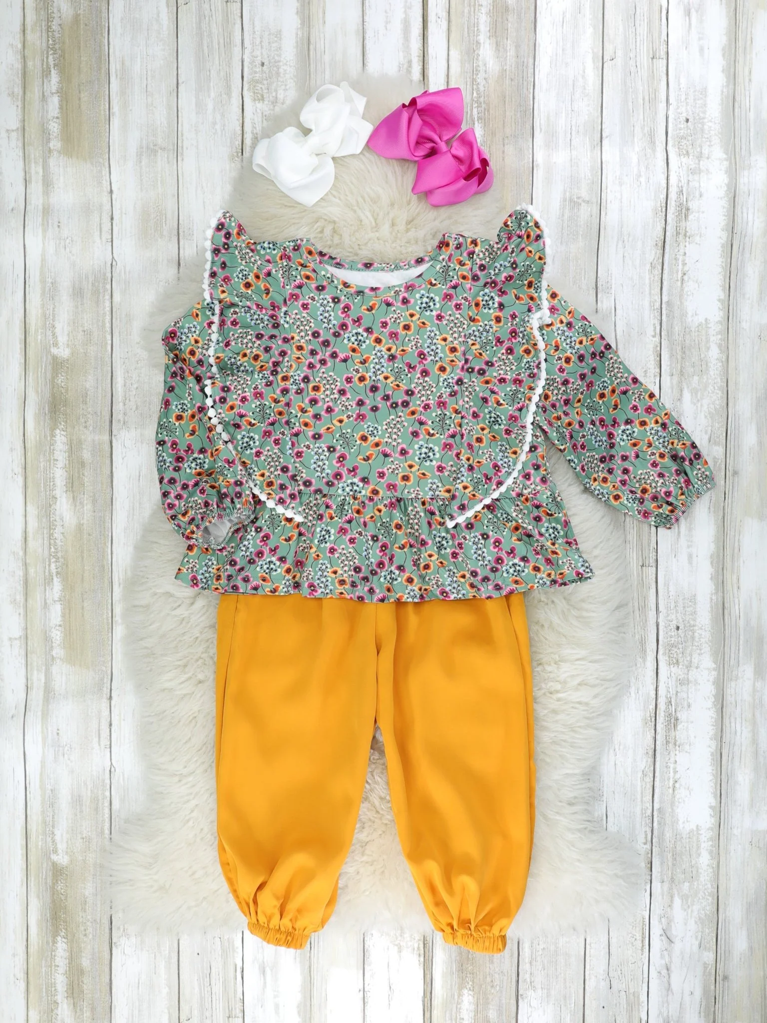 Floral Orange Ruffle Outfit