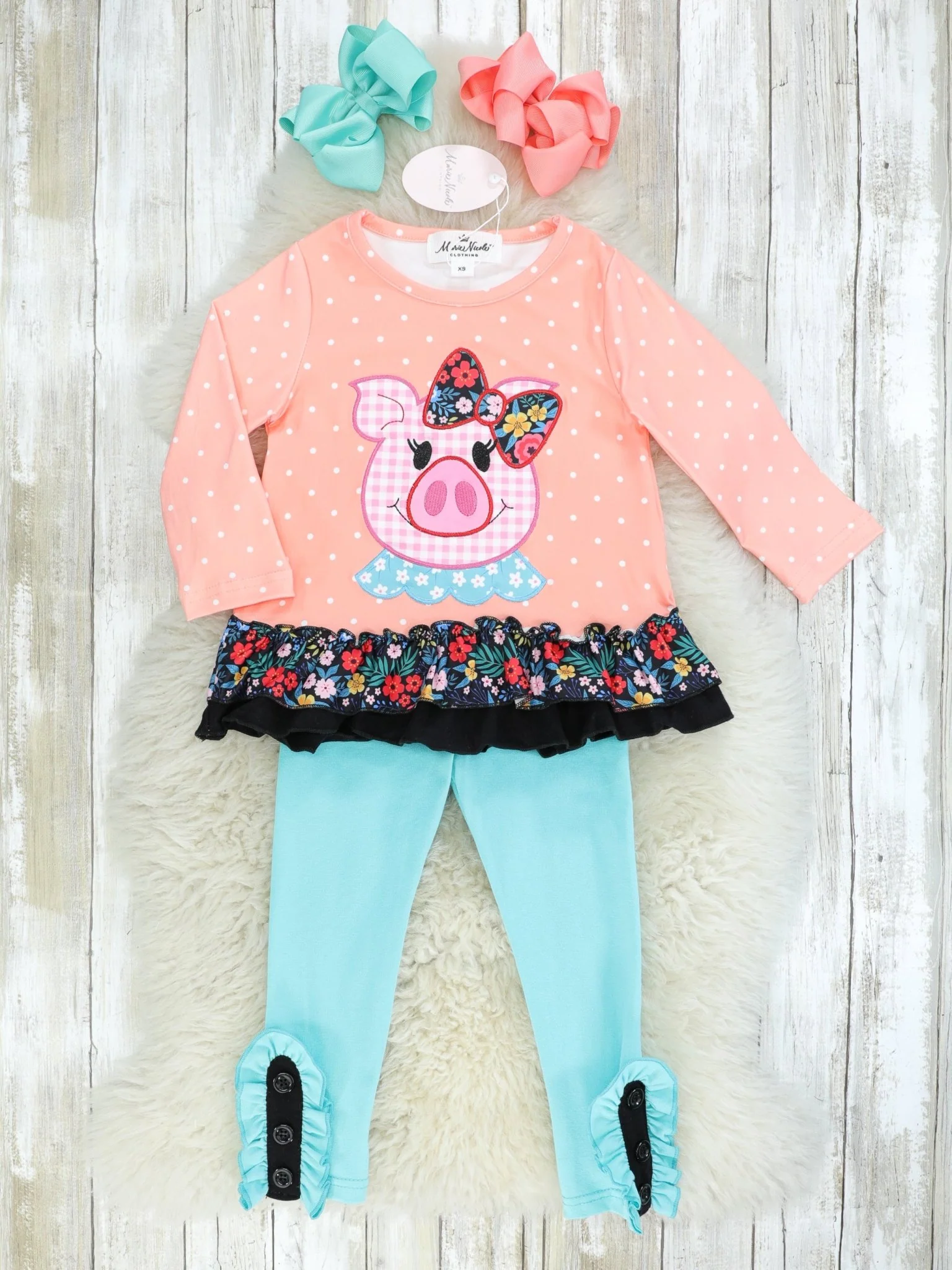 Floral Piggy Ruffle Outfit