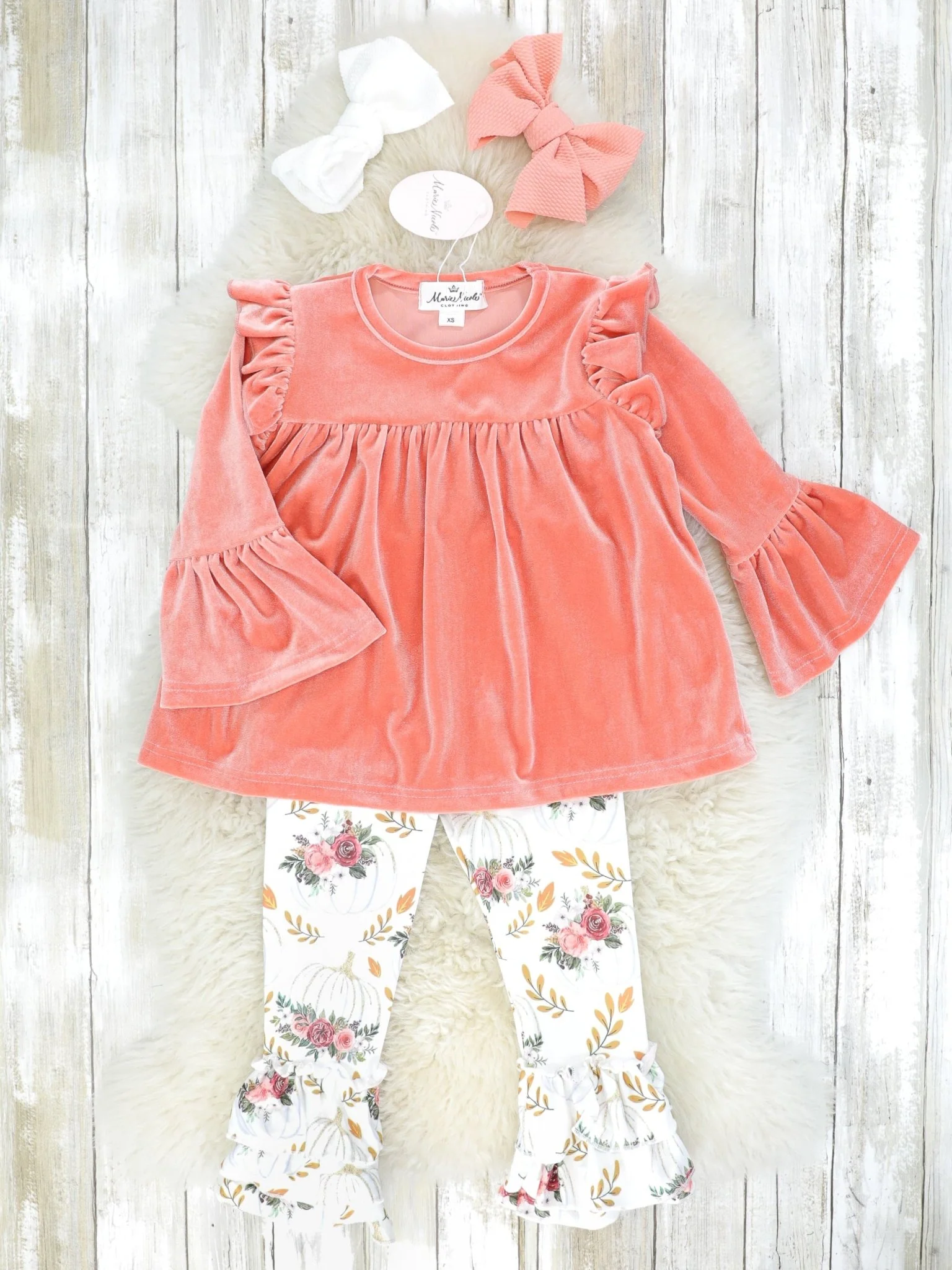 Floral Pumpkin Velvet Outfit