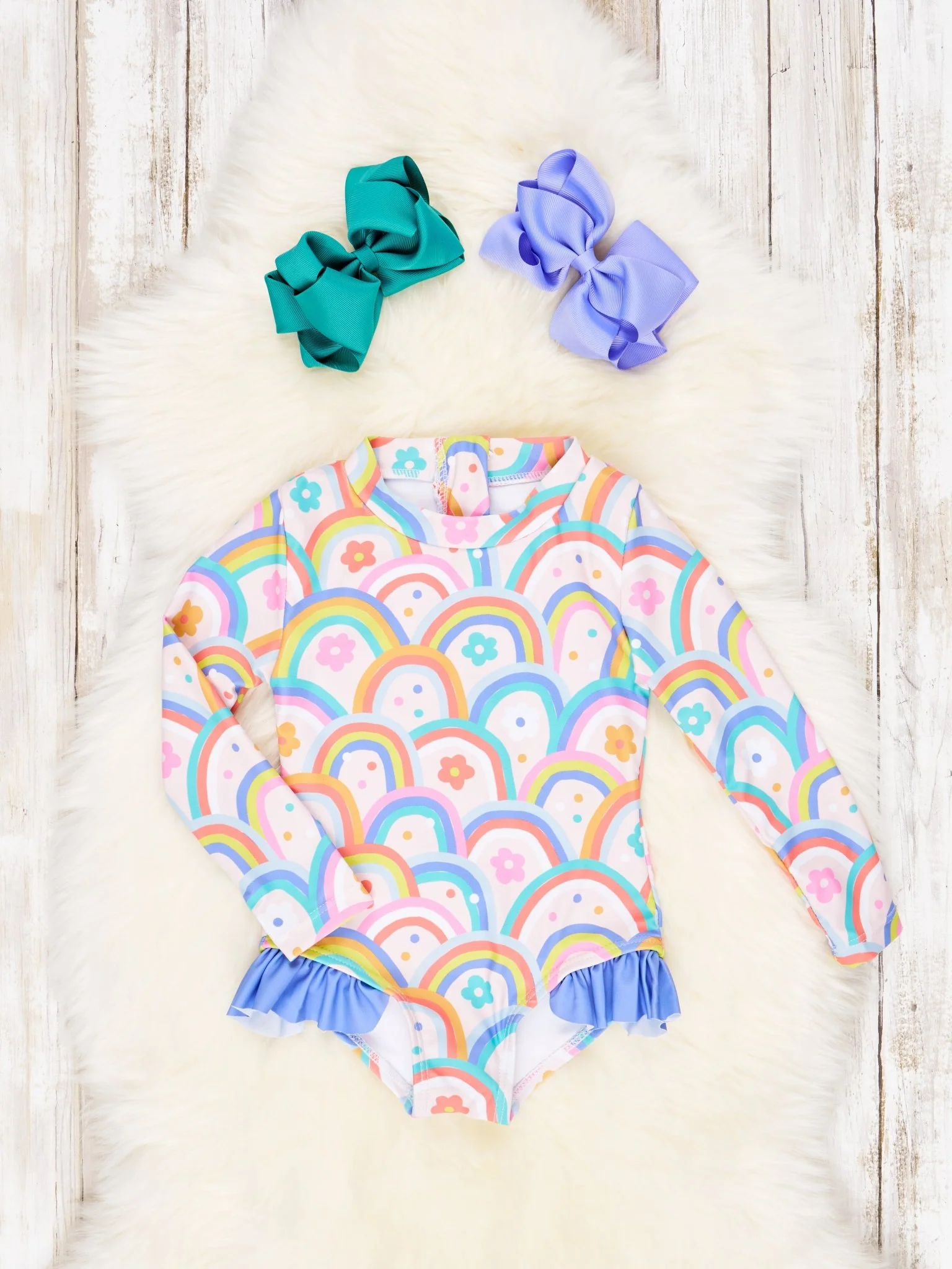 Floral Rainbow Rash Guard Swimsuit