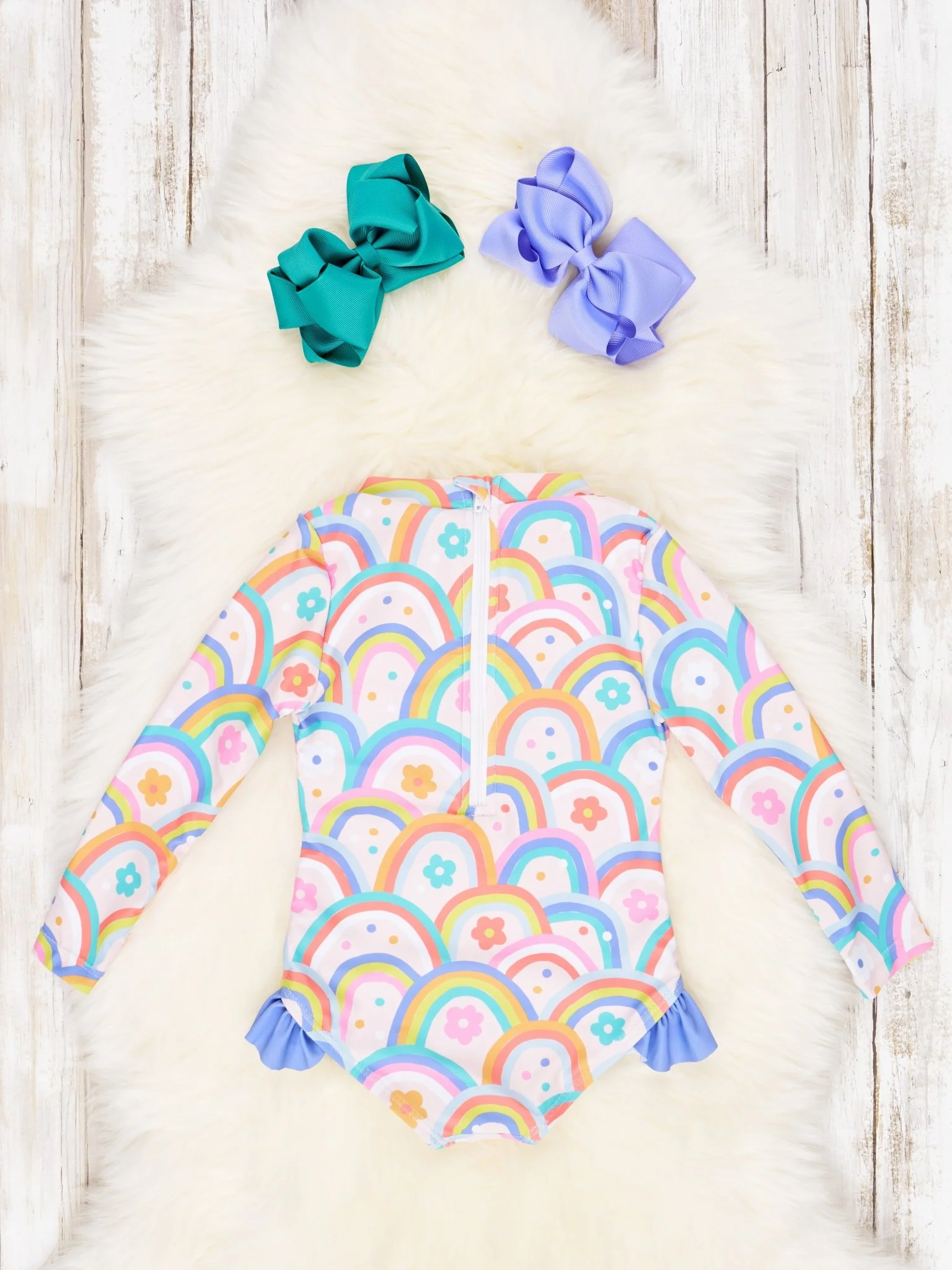 Floral Rainbow Rash Guard Swimsuit - Image 2