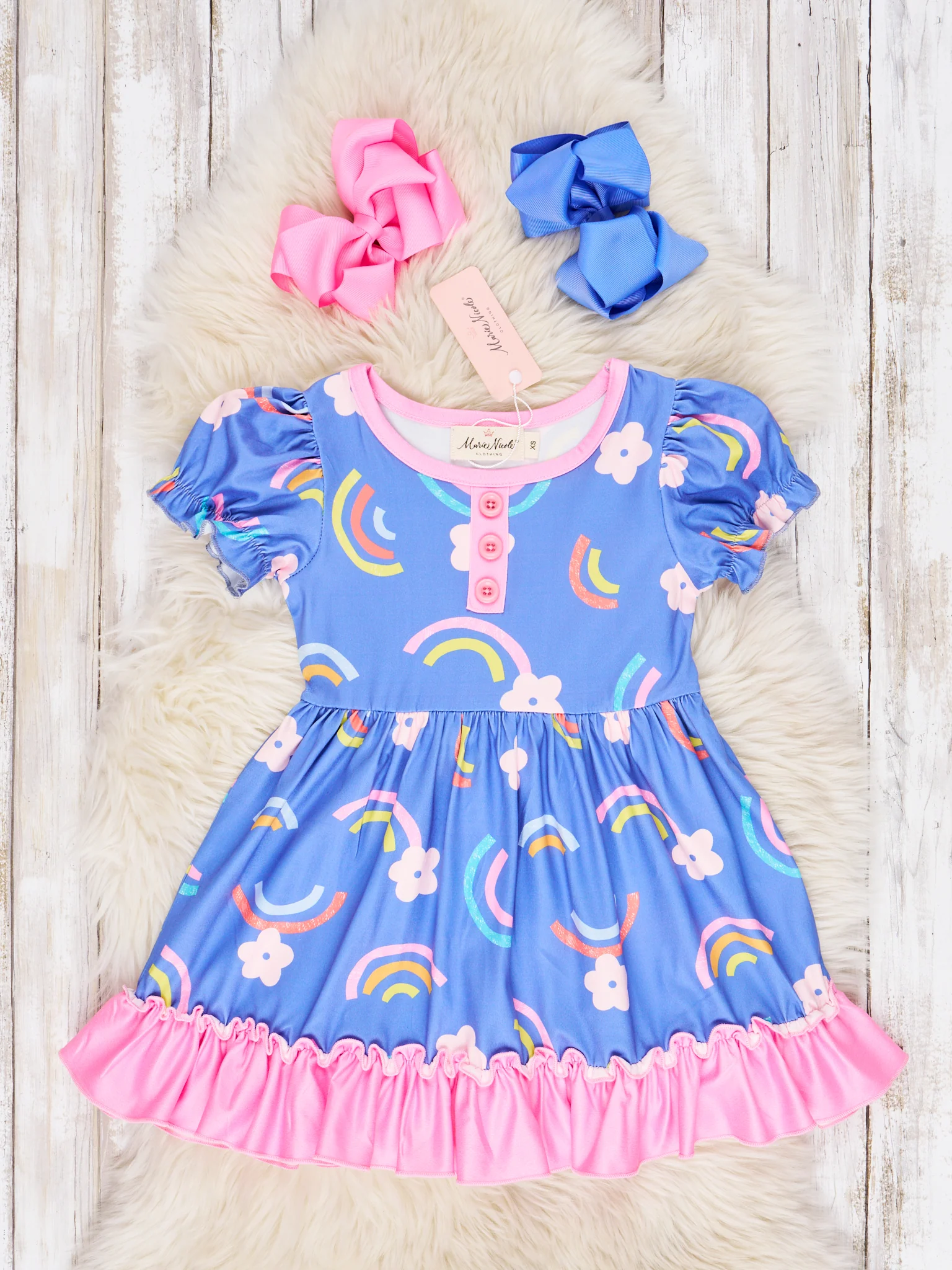 Floral Rainbow Ruffle Dress