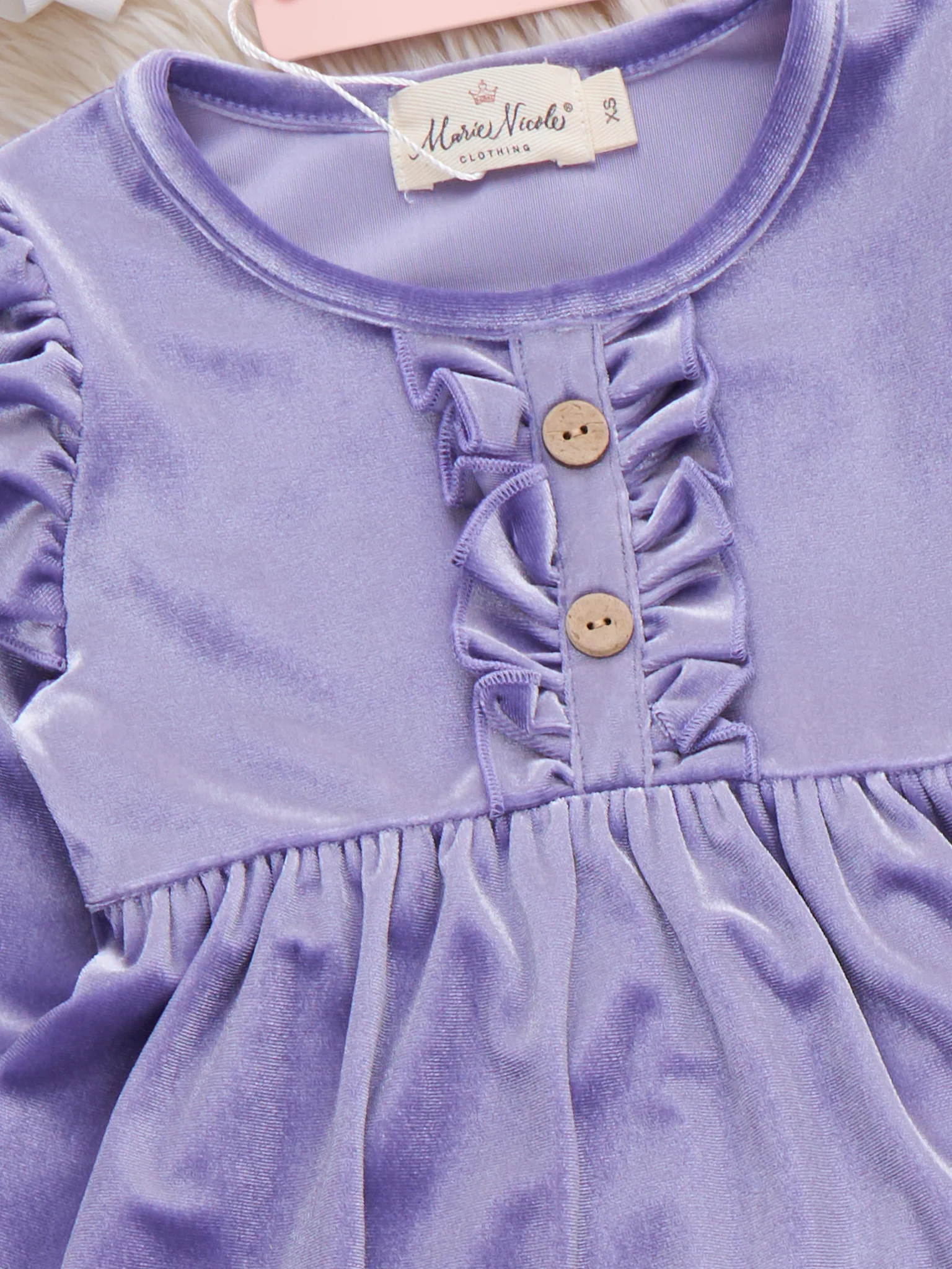 Floral Ruffle Velvet Bell Bottoms Outfit - Image 3