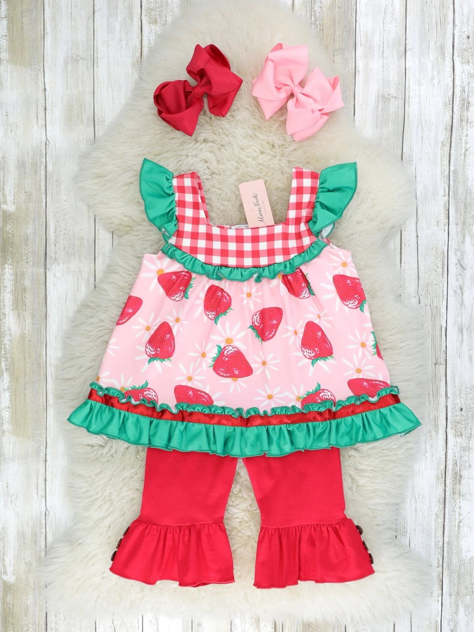 Floral Strawberry Ruffle Outfit - Image 2