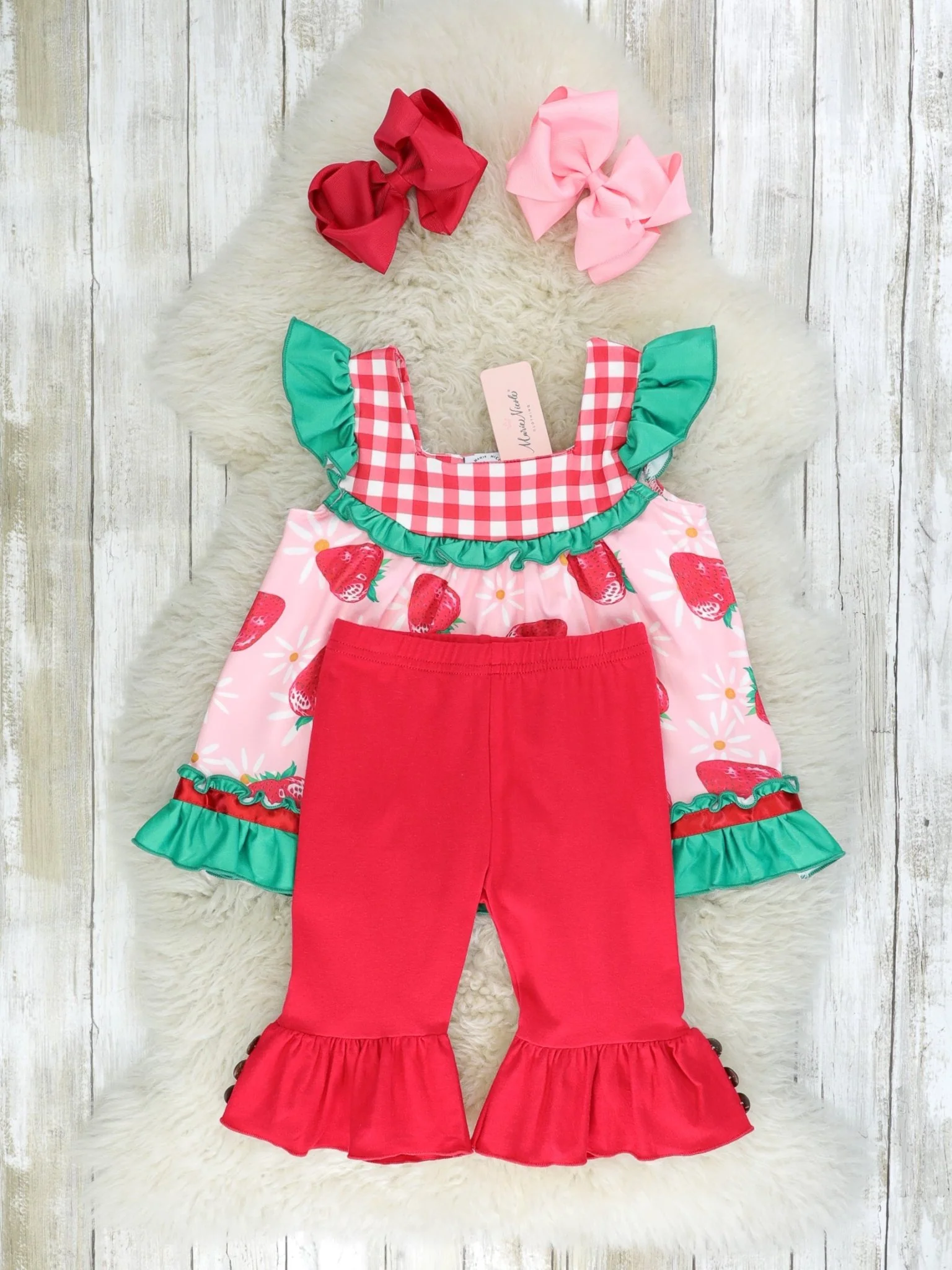 Floral Strawberry Ruffle Outfit - Image 3