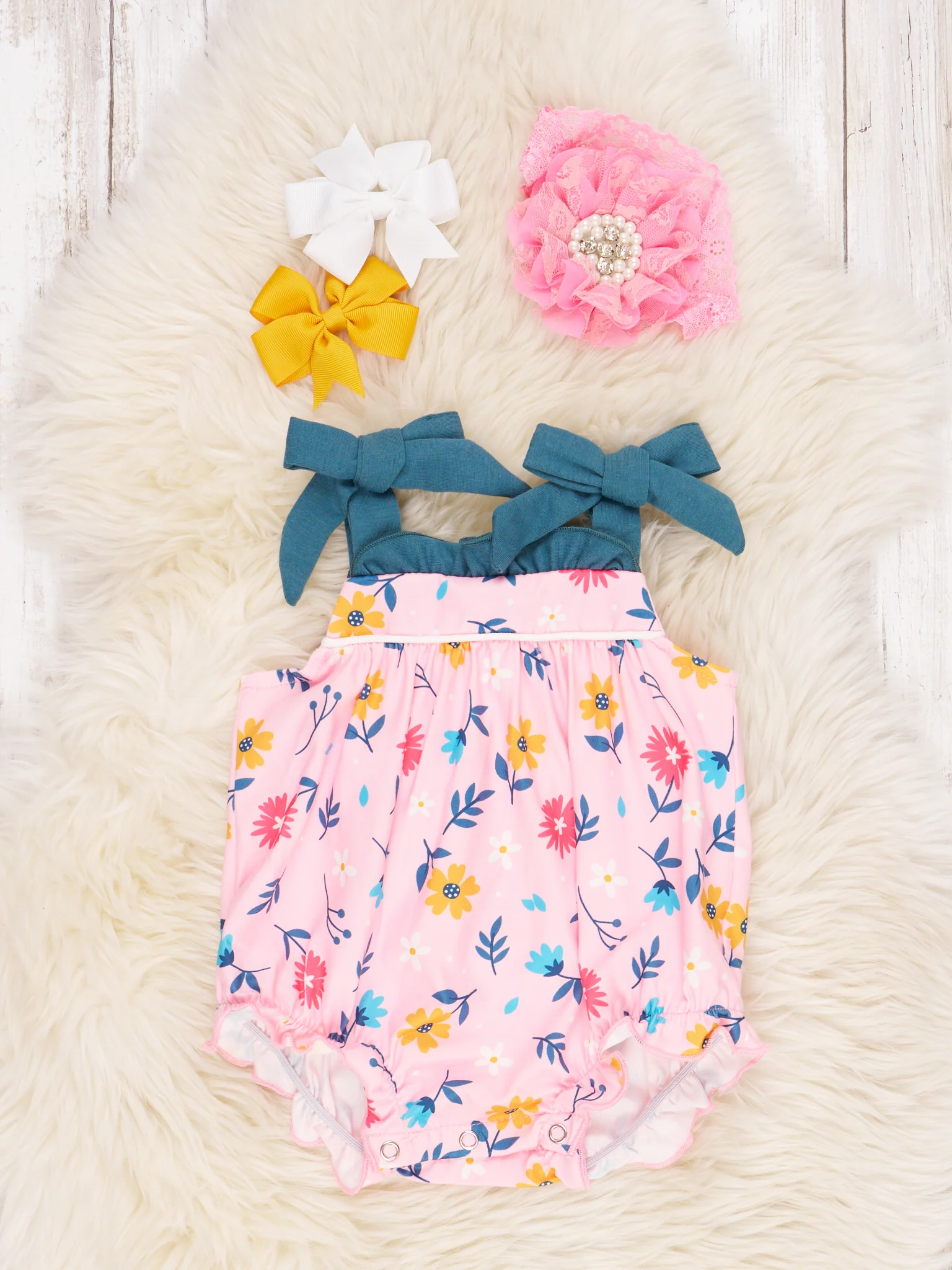 Floral Tank Bow Ruffle Romper