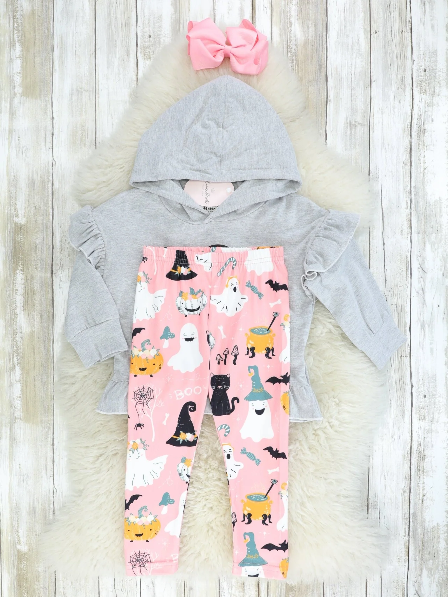 Floral Witch Hat Ruffle Hoodie Outfit - Image 2