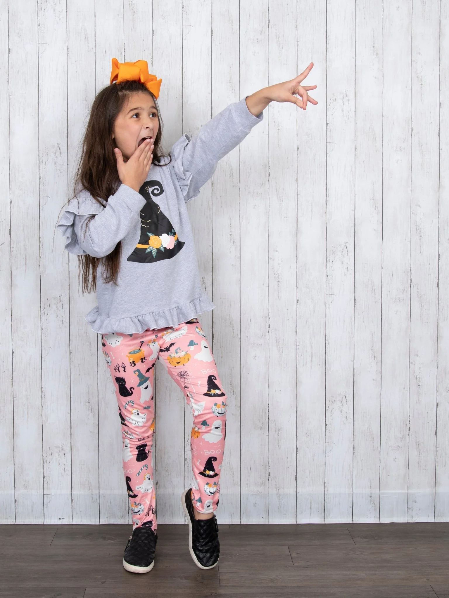 Floral Witch Hat Ruffle Hoodie Outfit - Image 5