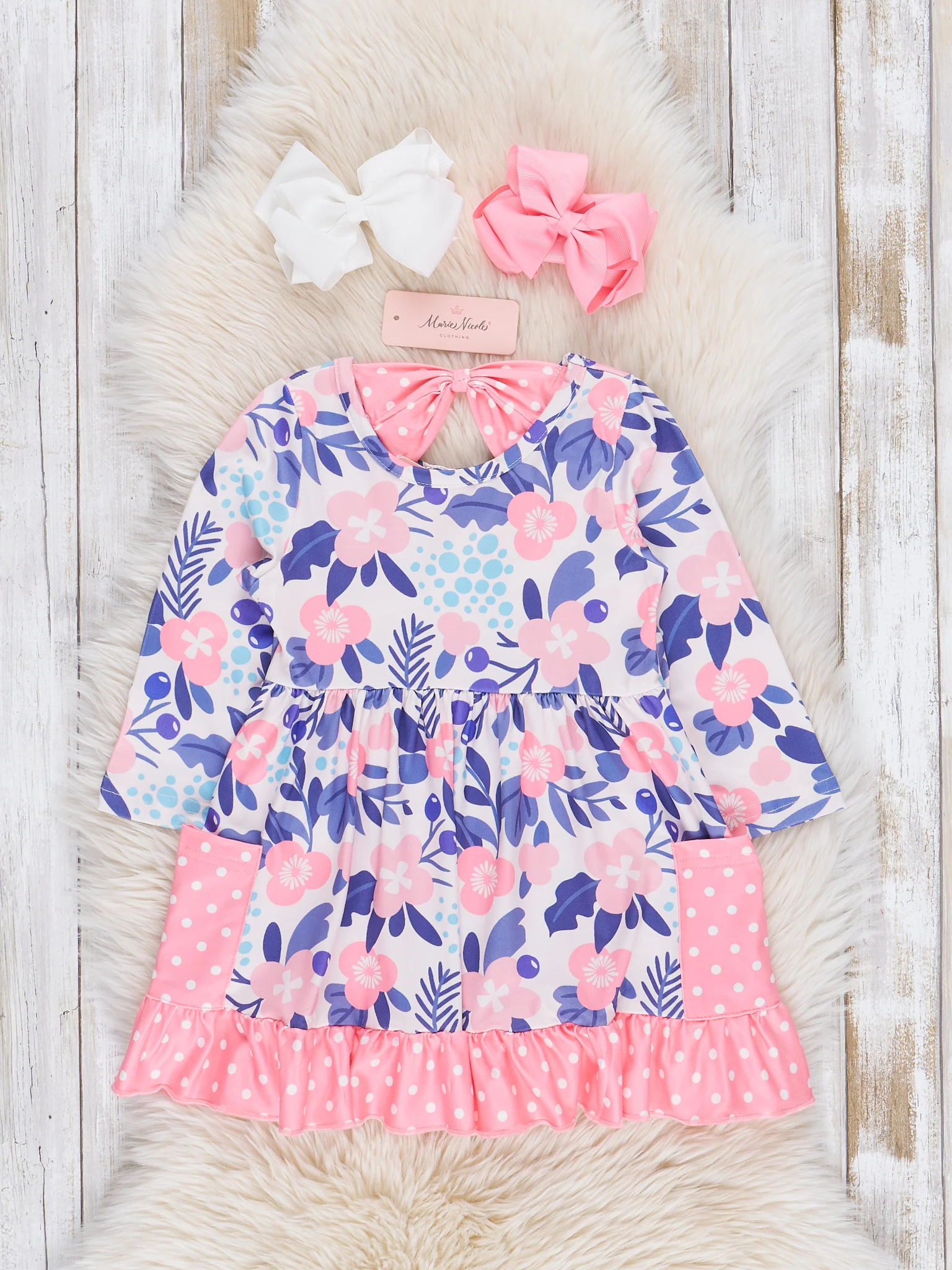 Florals & Polka Dots Ruffle Dress