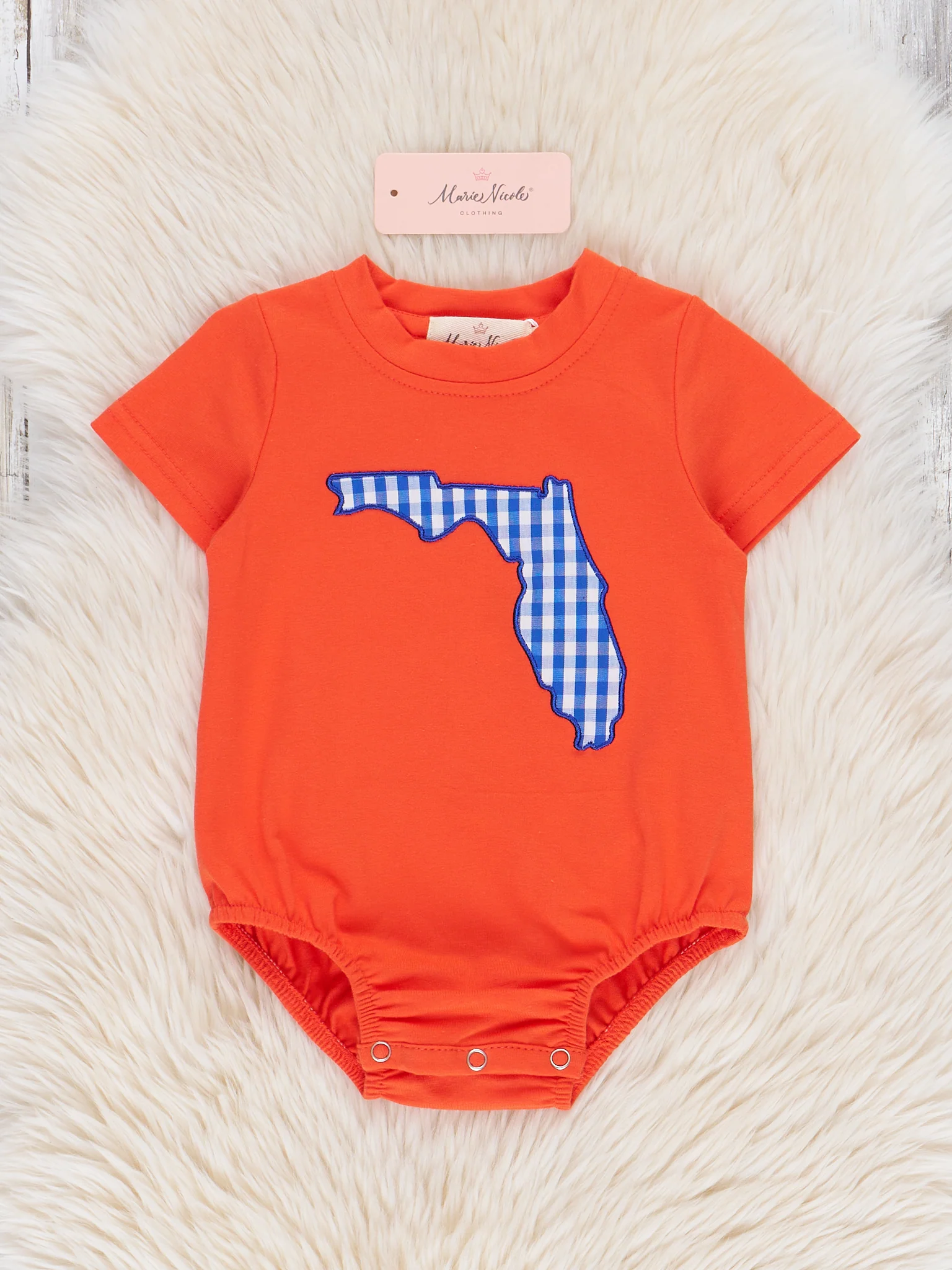 Florida Embroidered Gingham Bubble Romper