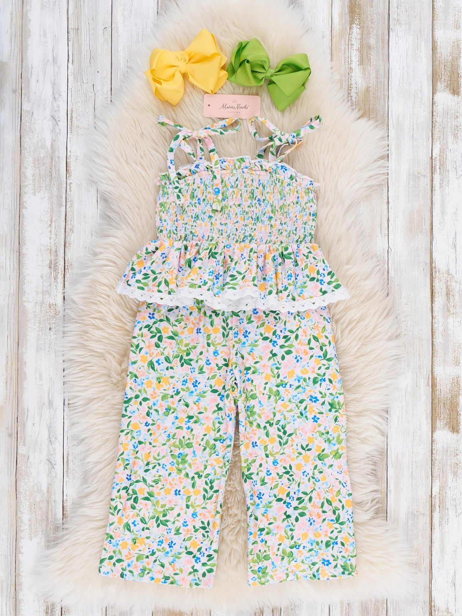 Flowerfield Twirl Smocked Ruffle Outfit - Image 2