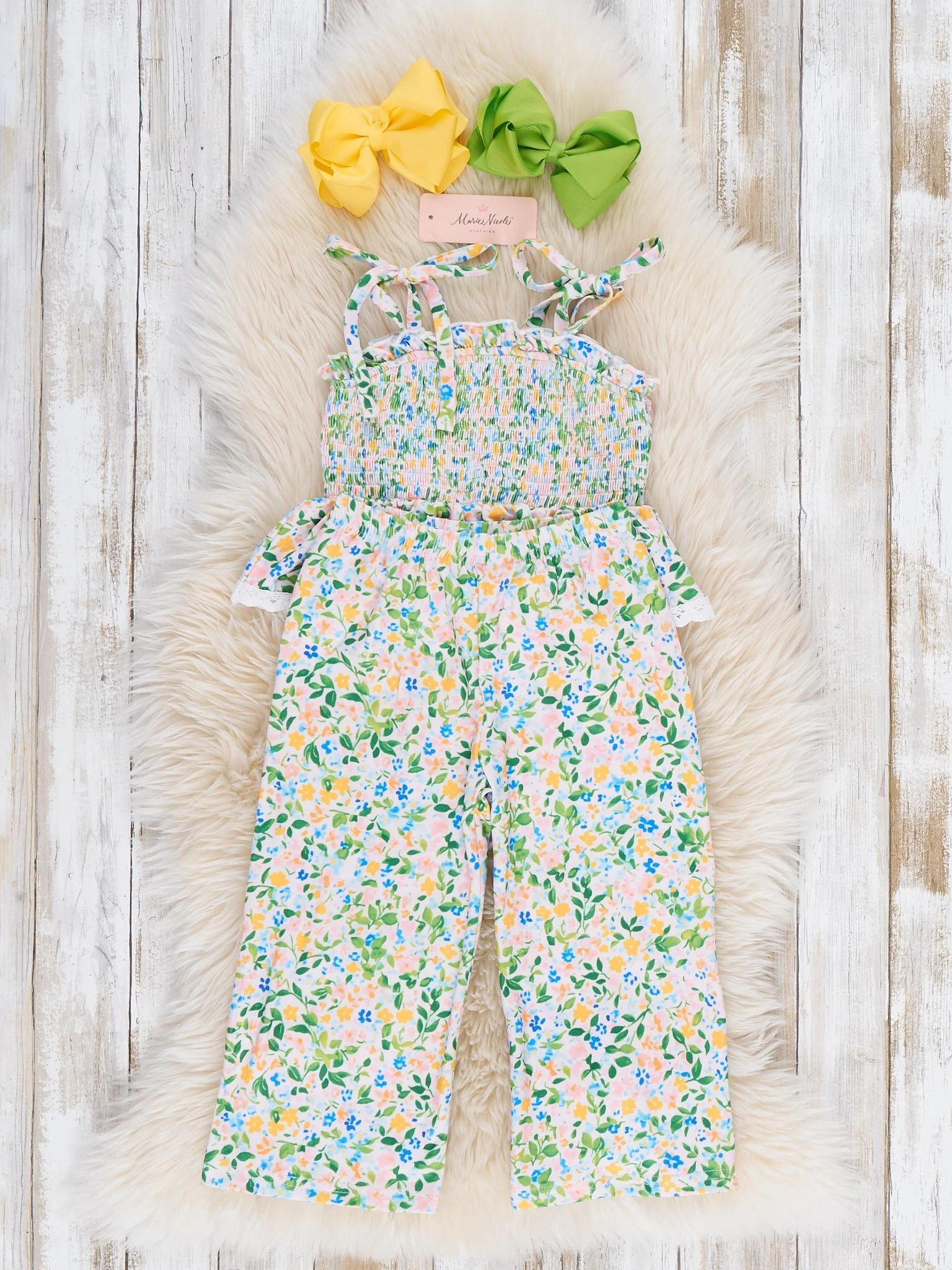 Flowerfield Twirl Smocked Ruffle Outfit - Image 4