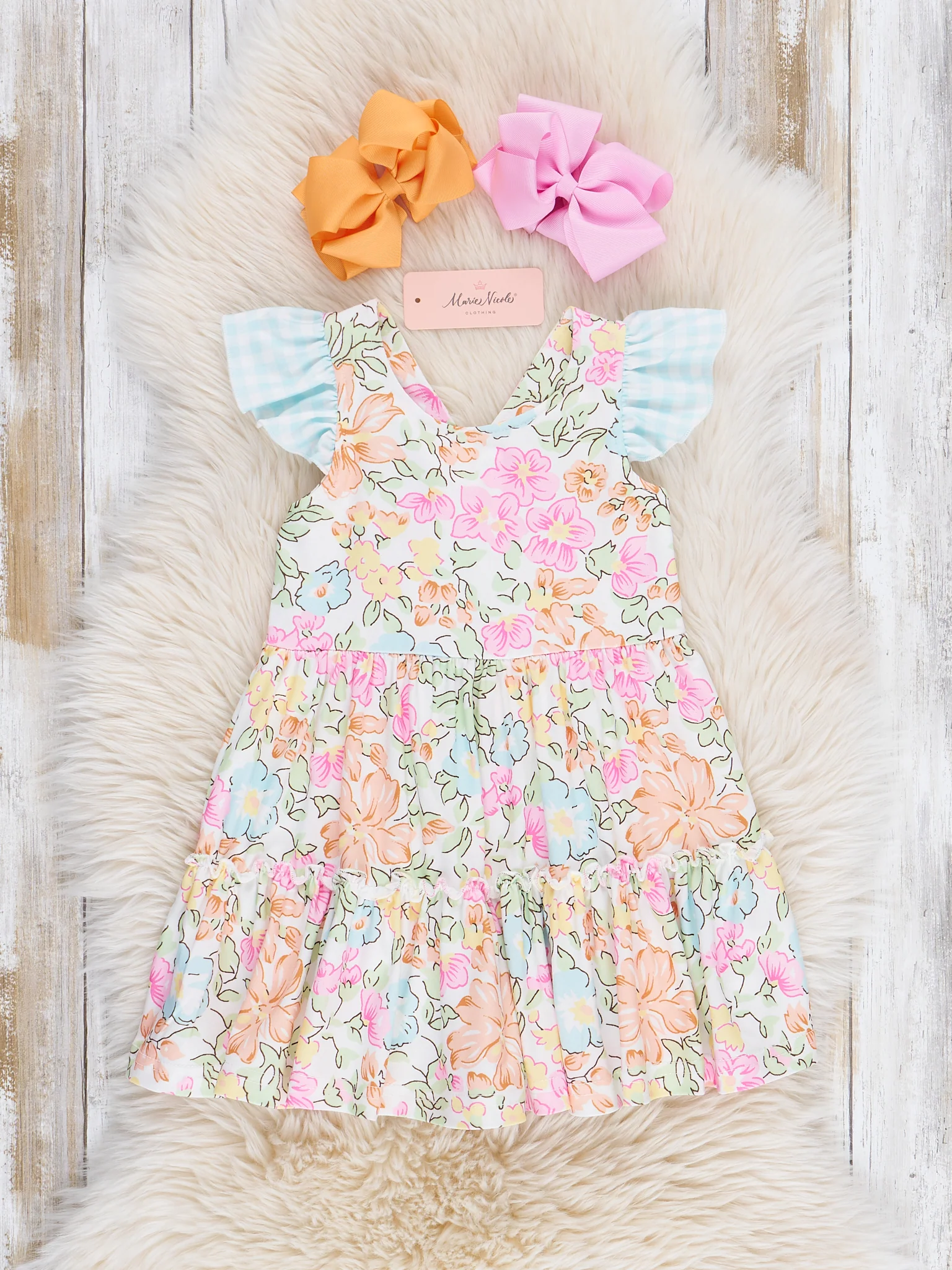 Flutter Sleeve Tiered Ruffle Dress - Wildflower Doodles - Image 2