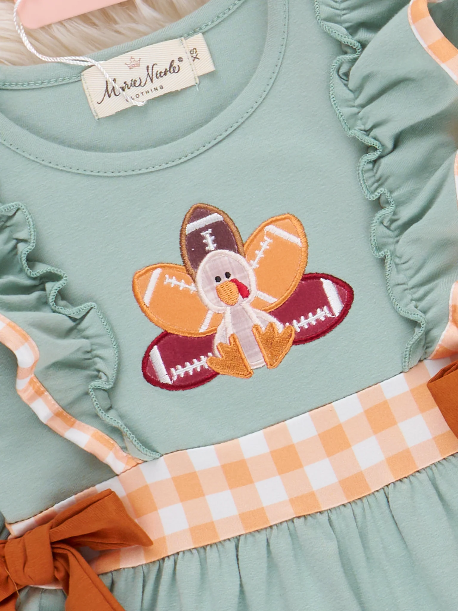 Football Feathers Embroidered Bow Dress - Image 2