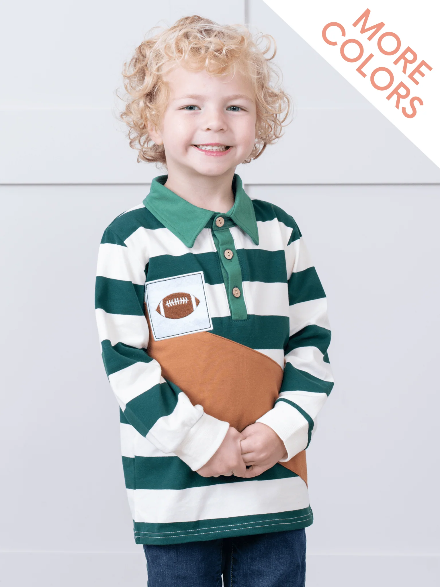 Football Stripe Long Sleeve Polo