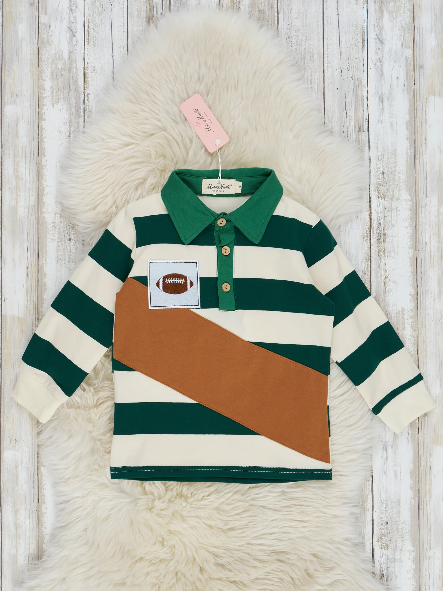 Football Stripe Long Sleeve Polo - Image 4