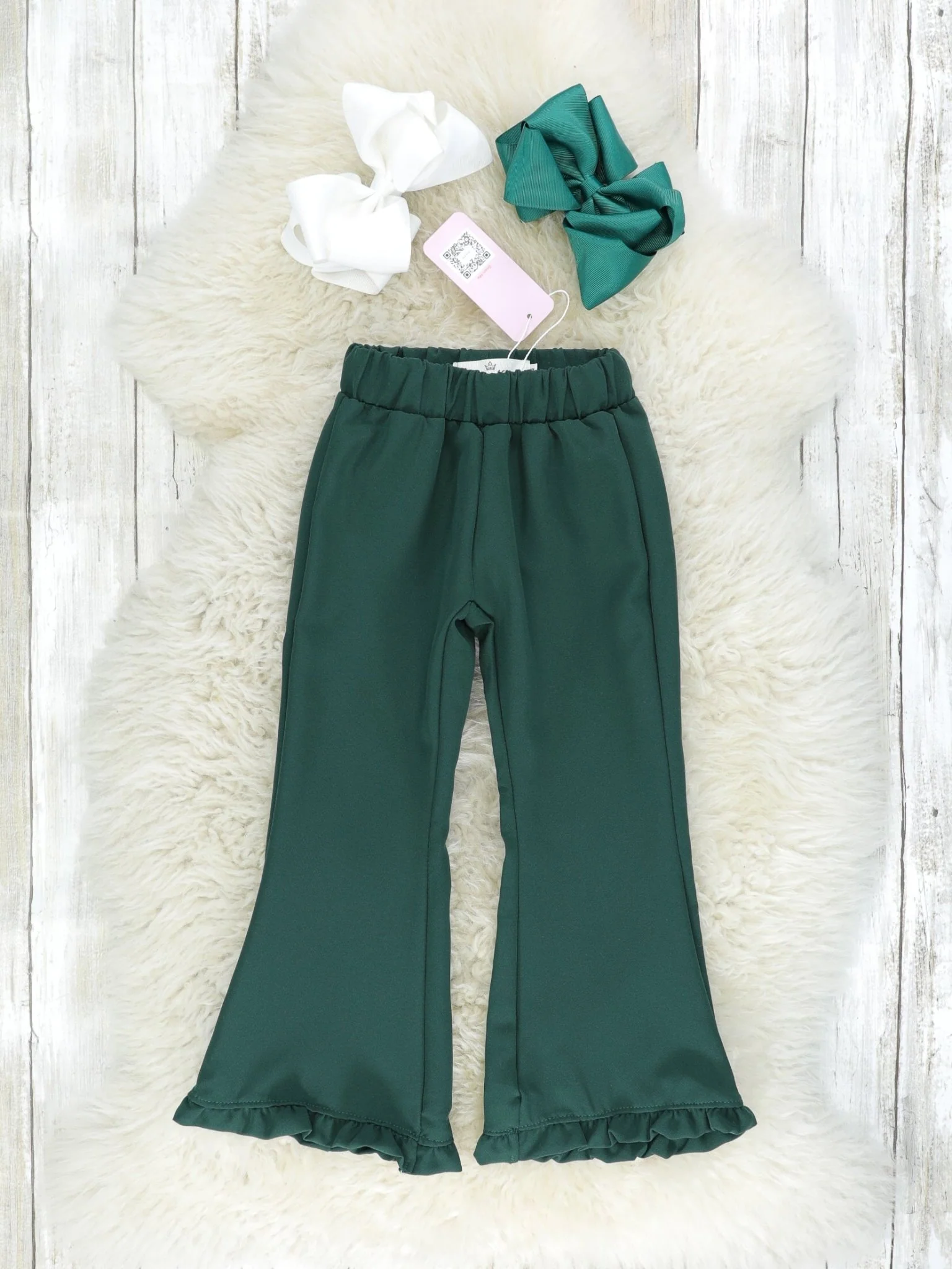 Forest Green Ruffle Bell Bottoms