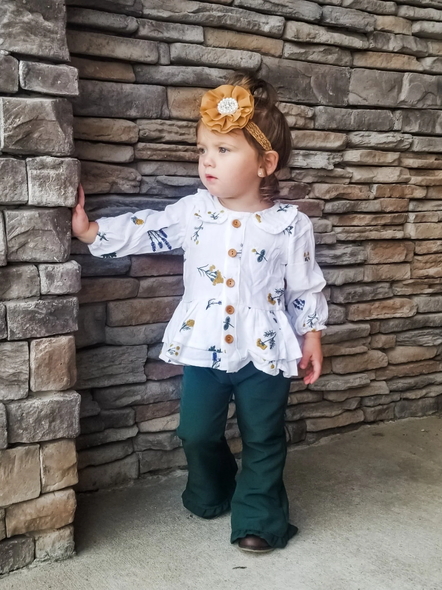 Forest Green Ruffle Bell Bottoms - Image 3