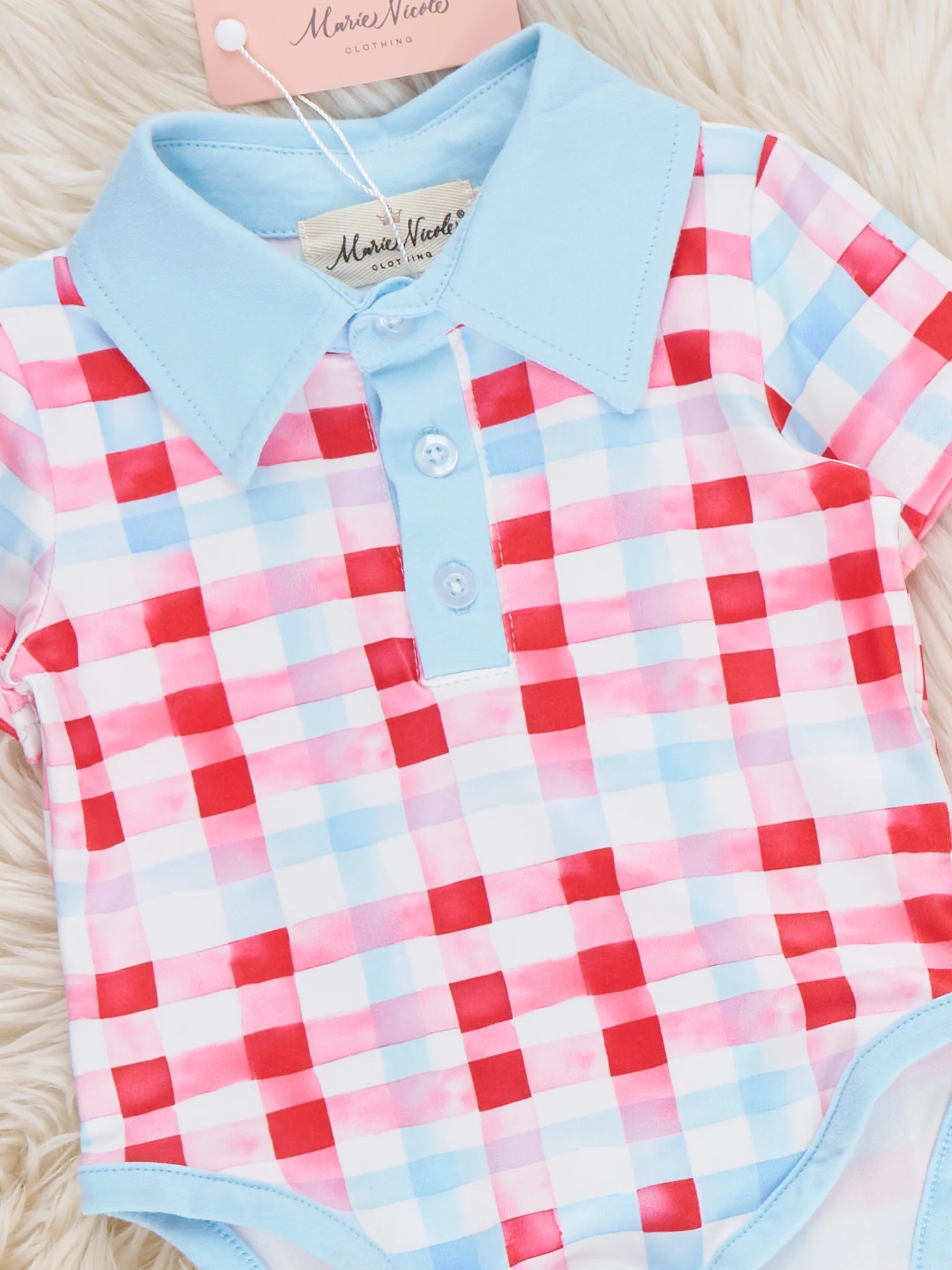 Freedom Plaid Collared Onesie - Image 2