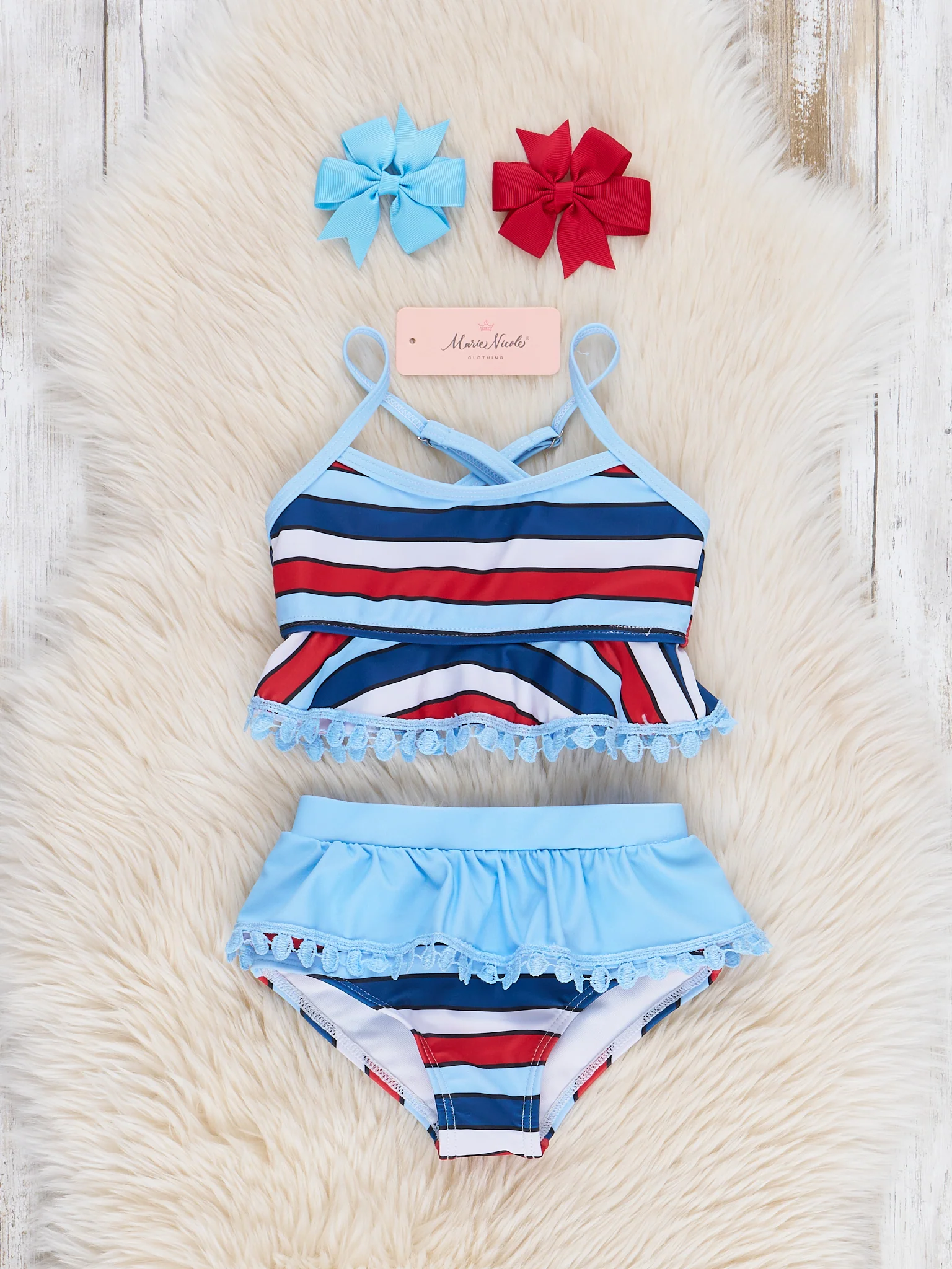 Freedom Striped Peplum Swimsuit