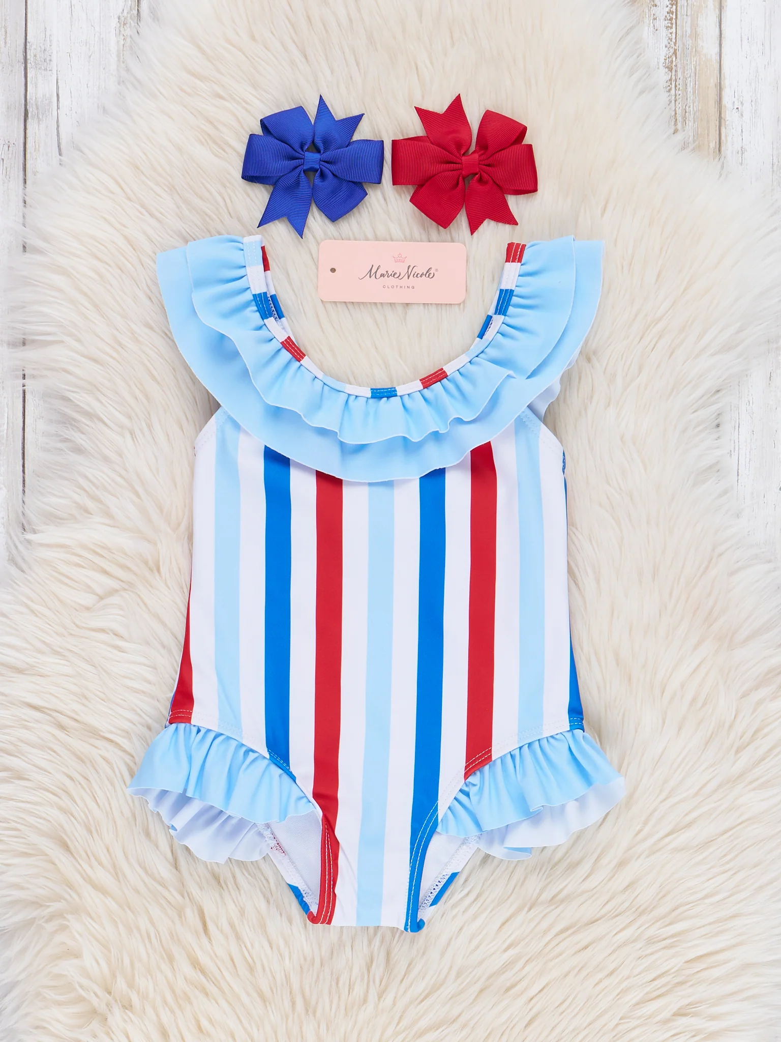 Freedom Stripes Ruffle Swimsuit - Image 2