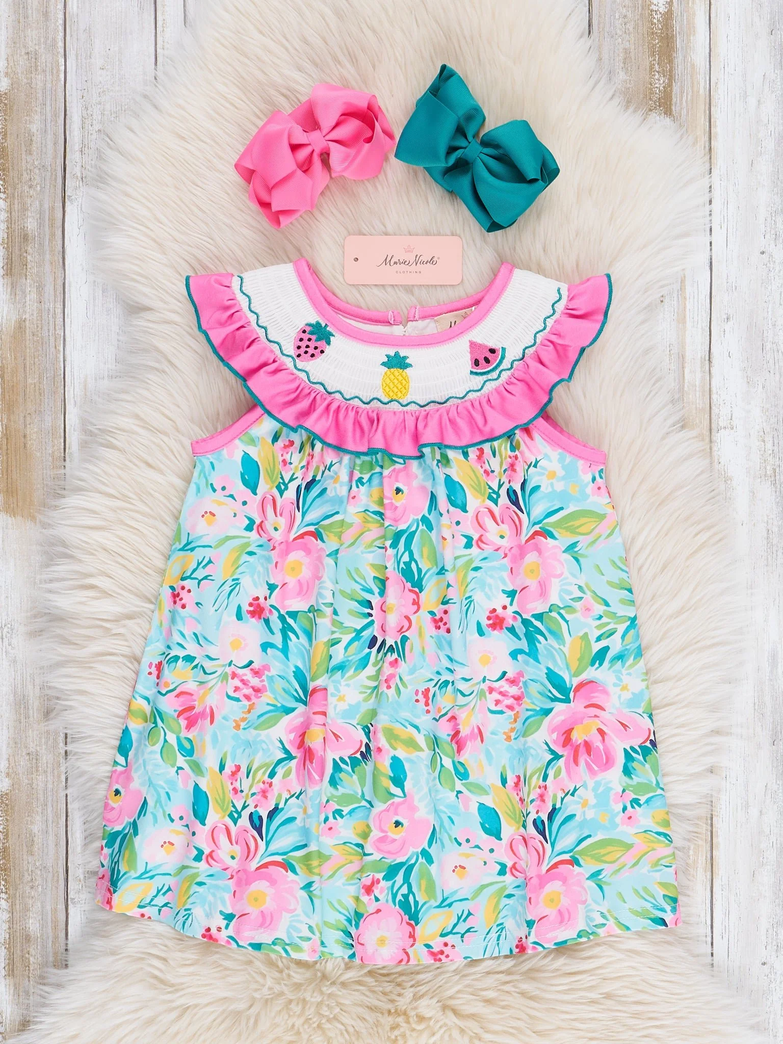 Fruity Summer Garden Smocked Dress - Image 2