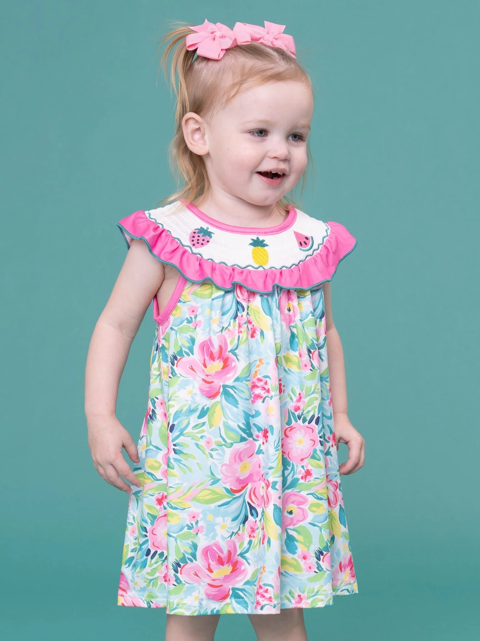 Fruity Summer Garden Smocked Dress - Image 4